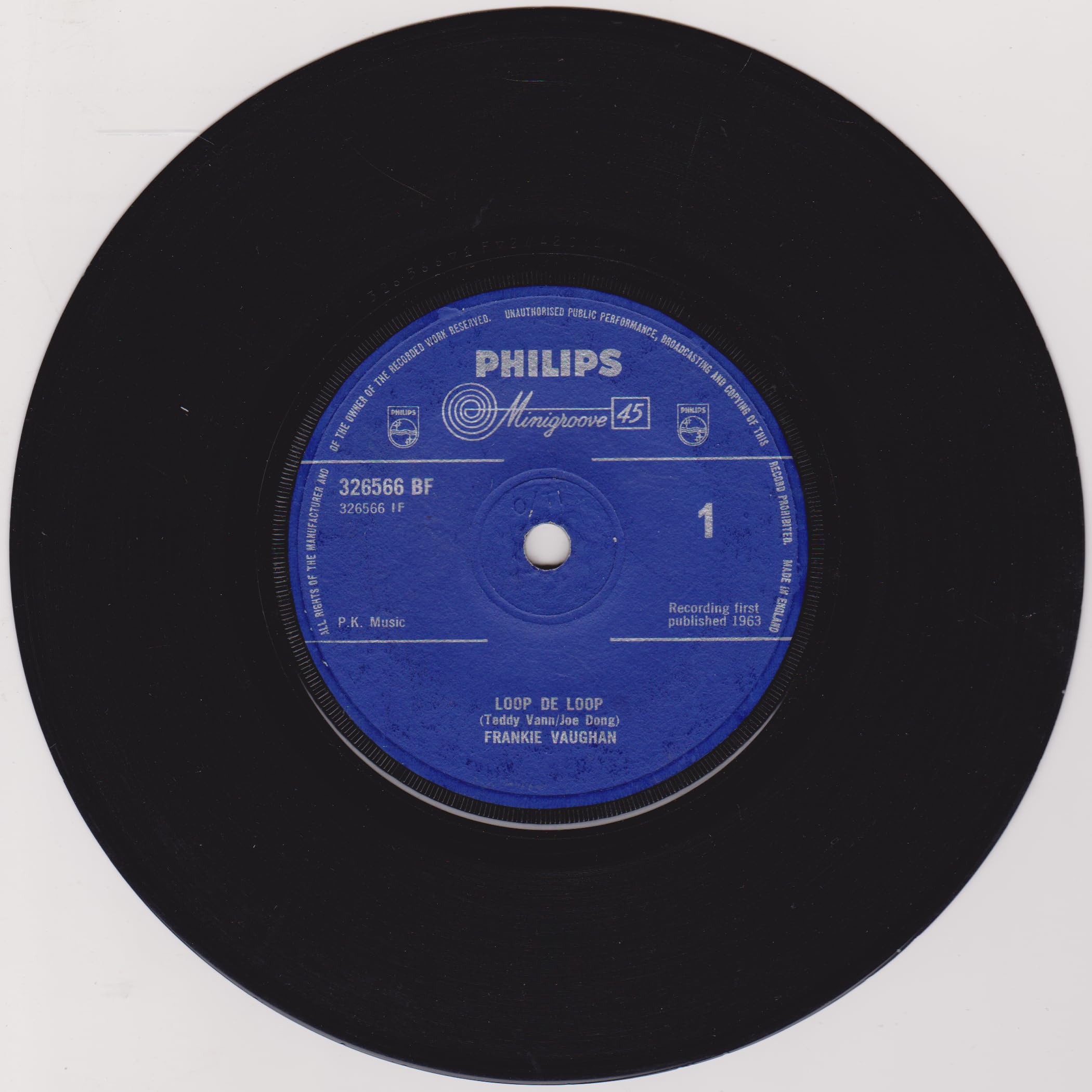 Frankie Vaughan - Loop De Loop (Philips 1963) 7" vinyl single VG/-