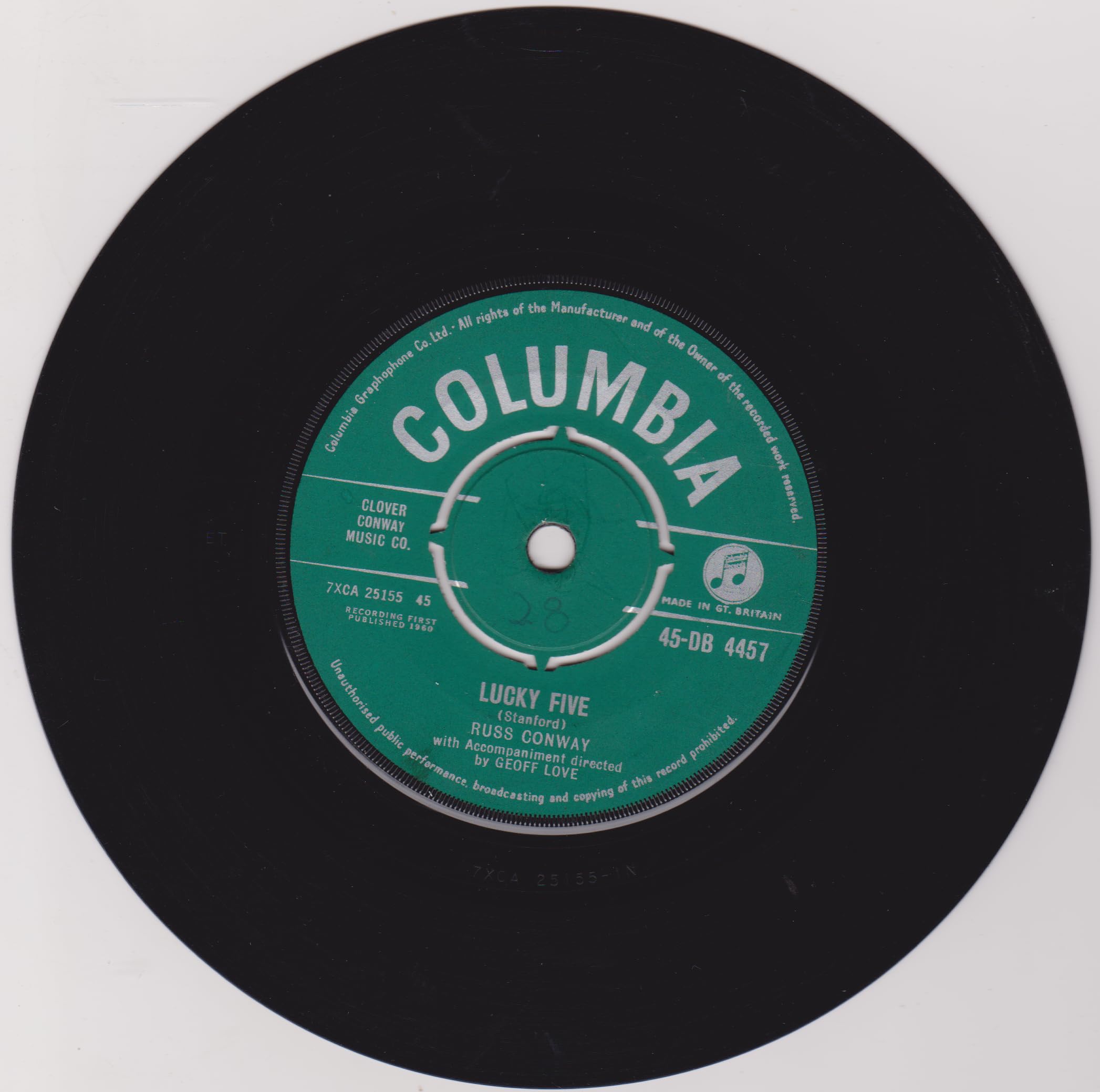 Russ Conway ‎– Lucky Five (Columbia 1960) 7" vinyl single VG/-