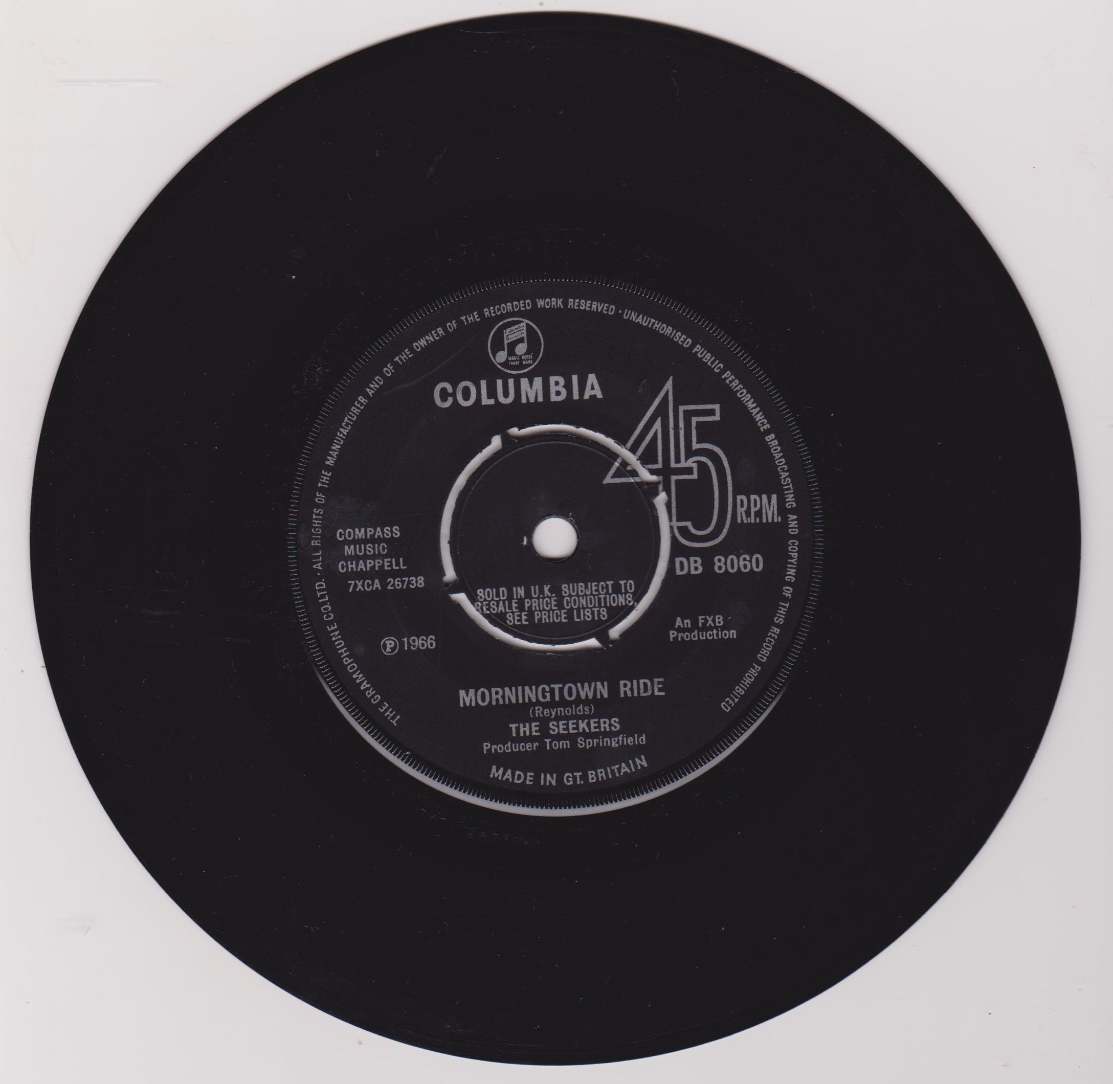 The Seekers ‎– Morningtown Ride (Columbia 1966) 7" vinyl single VG/VG
