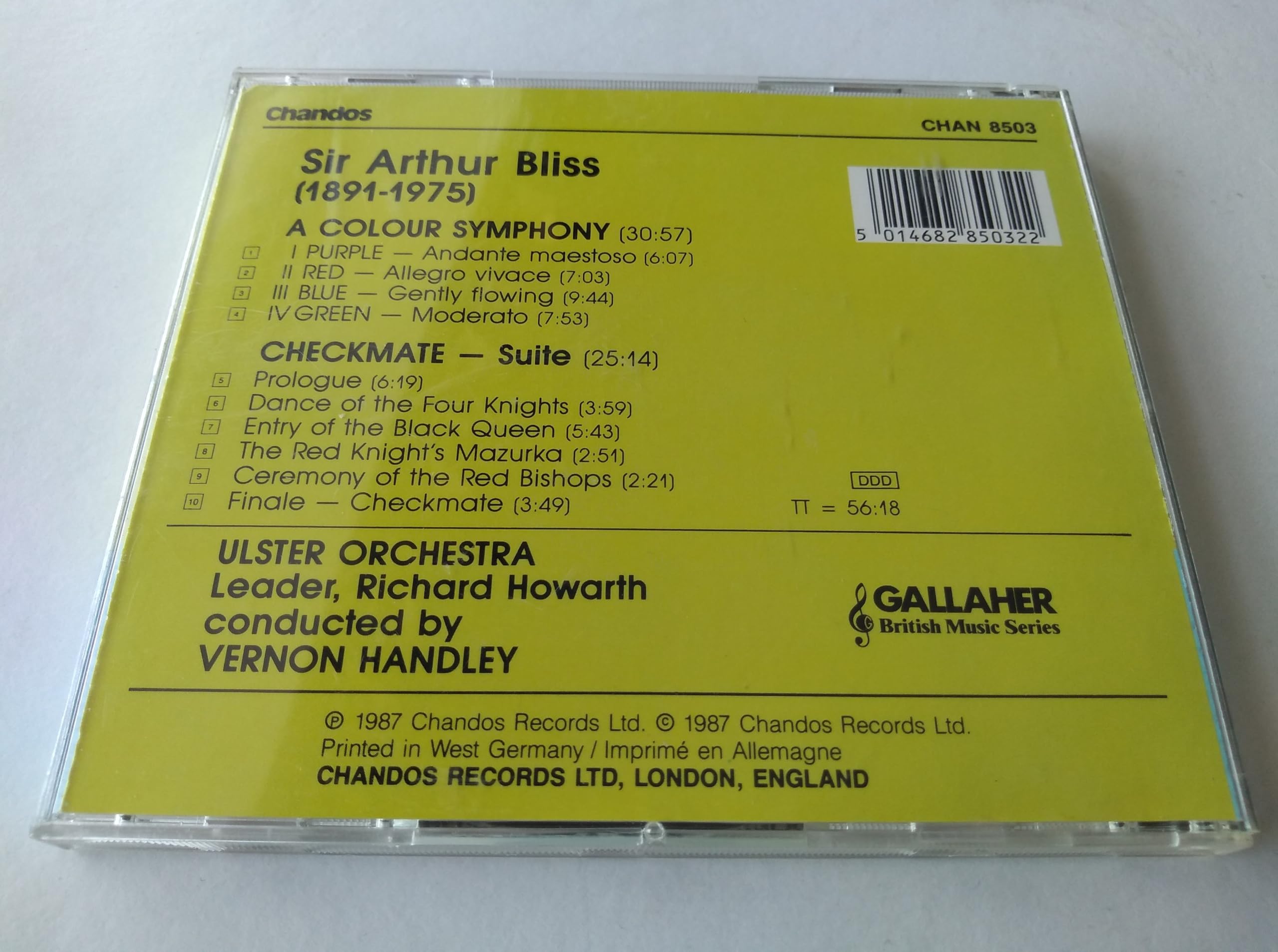 Sir Arthur Bliss - A Colour Symphony / Checkmate Suite (1987) CD album