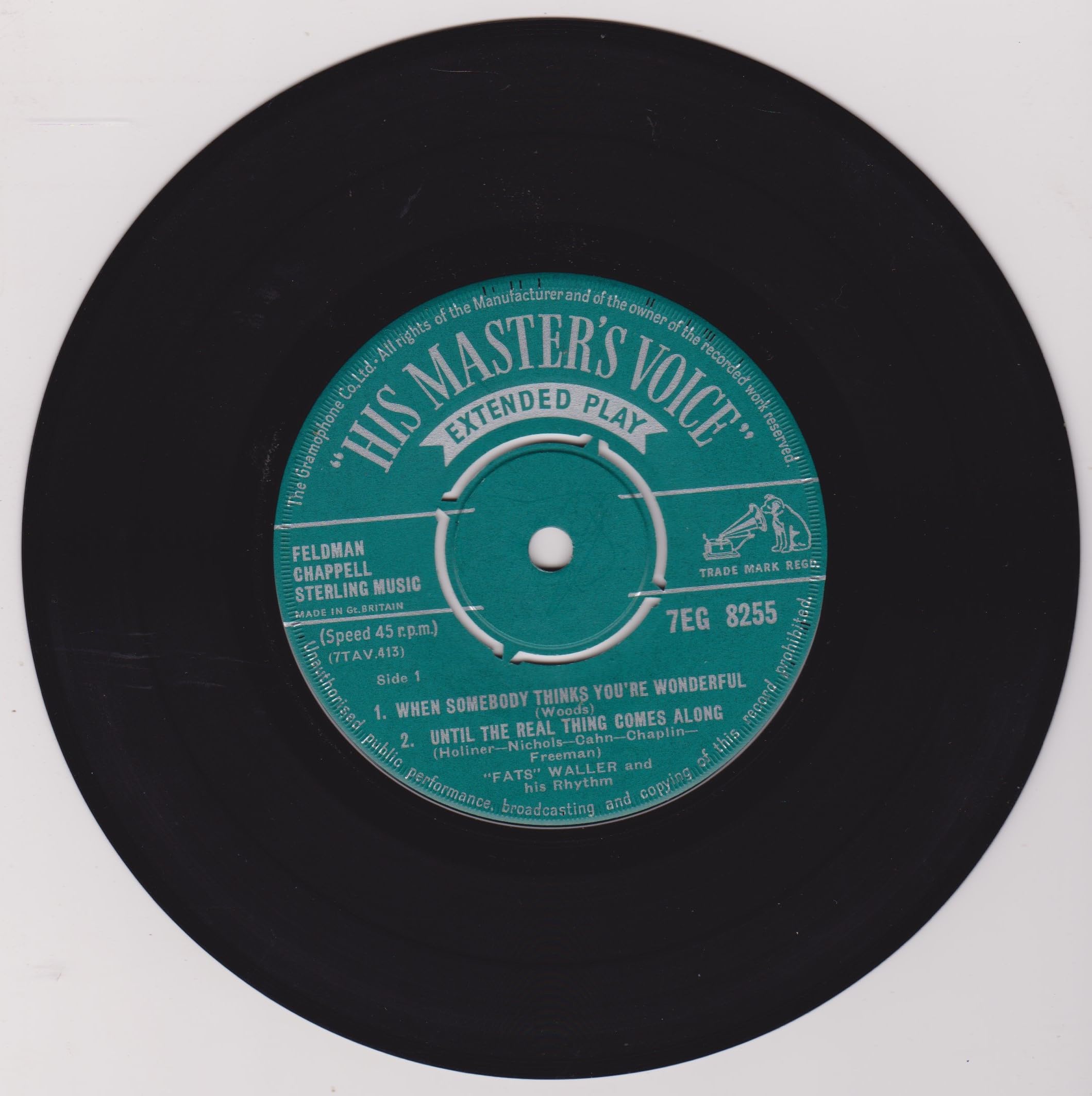 "Fats" Waller And His Rhythm ‎– Unforgettable Fats (HMV 1957) 7" vinyl EP VG/VG