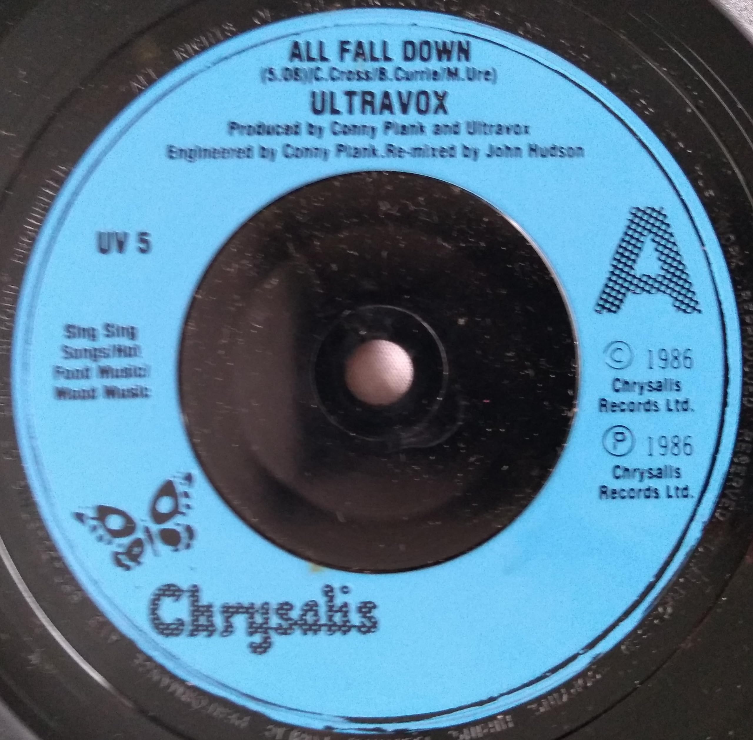 Ultravox - All Fall Down (Chrysalis 1986) 7" vinyl single VG/-
