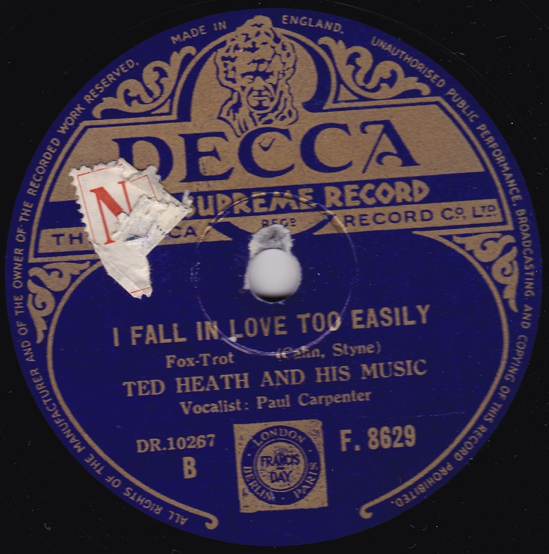 Ted Heath And His Music ‎– Bakerloo Non-Stop (Decca 1945) 10" 78RPM shellac single VG/-