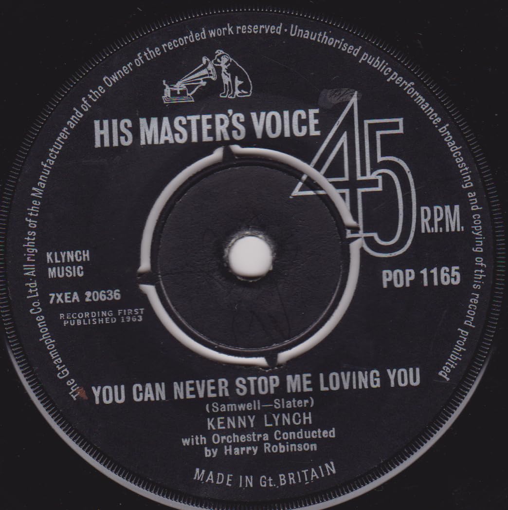 Kenny Lynch – You Can Never Stop Me Loving You (HMV 1963) 7" vinyl single VG/-