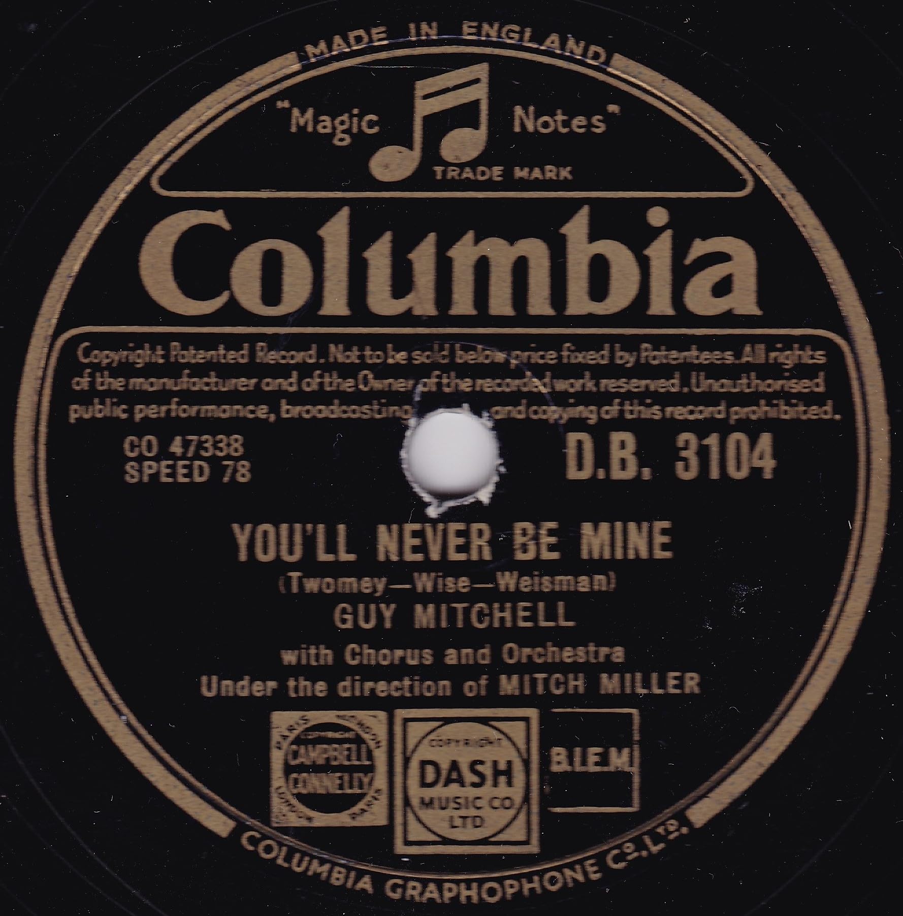 Guy Mitchell - The Day of Jubilo (Columbia 1952) 10" 78 RPM shellac single VG/-