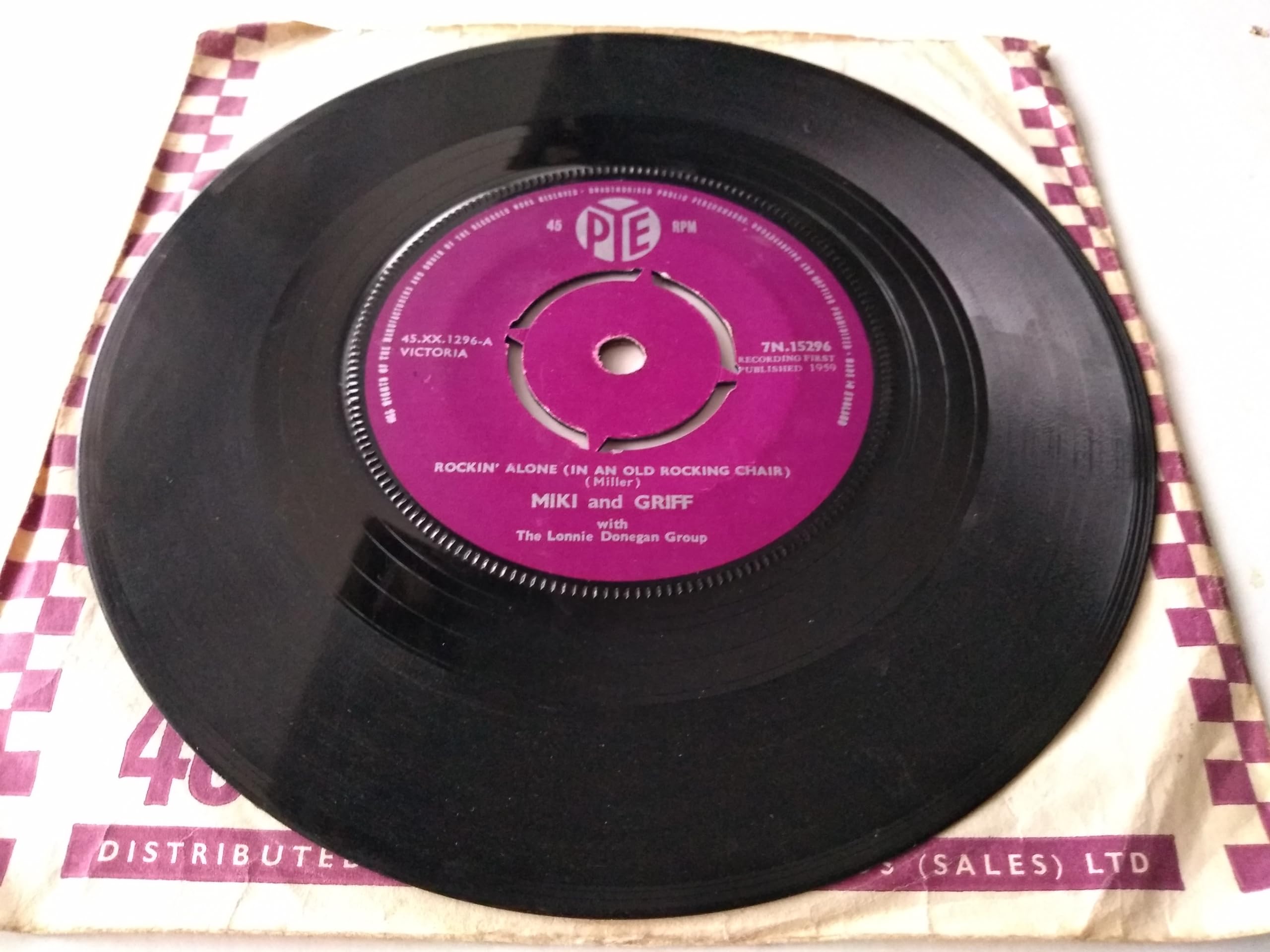 Miki And Griff With The Lonnie Donegan Group ‎– Rockin' Alone (In An Old Rocking Chair) (Pye 1959) 7" vinyl single VG/VG