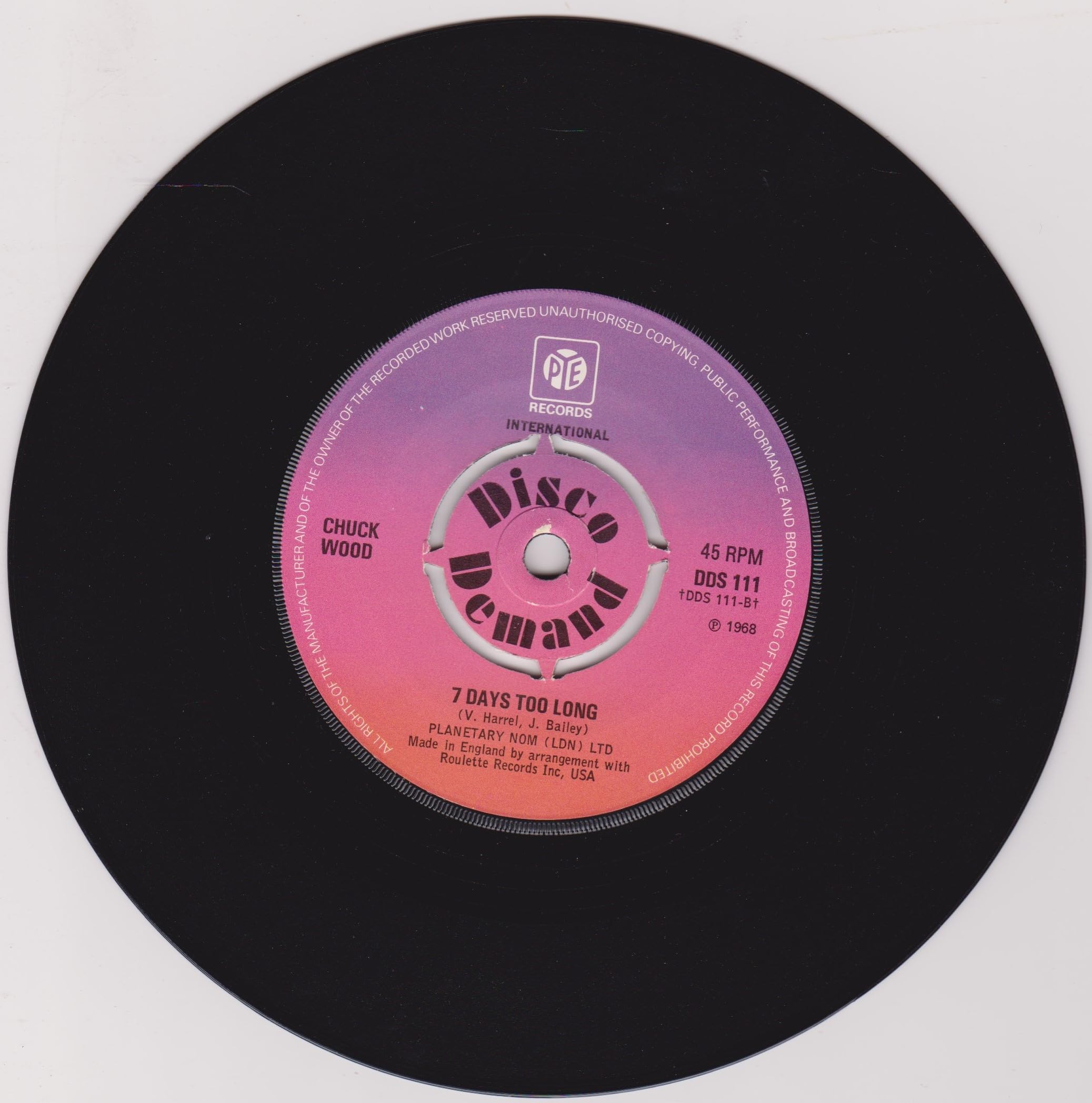 Wigan's Chosen Few / Chuck Wood ‎– Footsee / 7 Days Too Long (Pye 1975) 7" vinyl single VG/VG