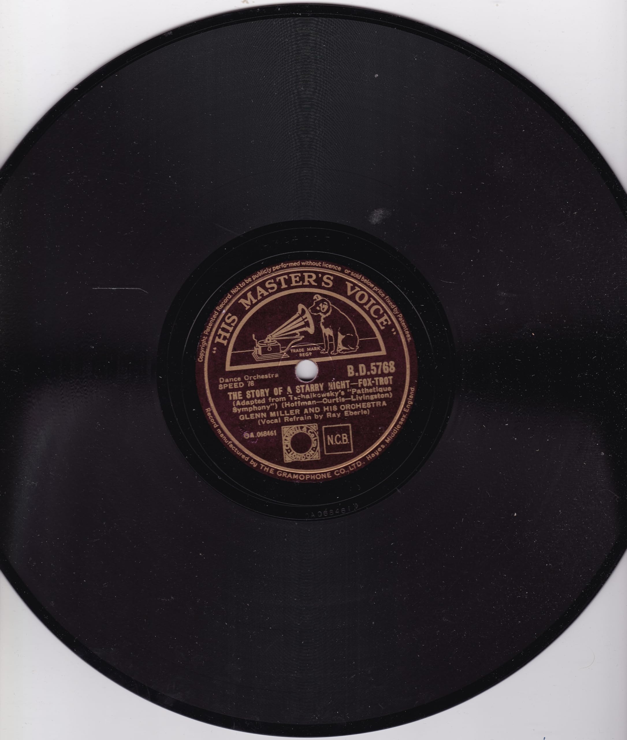 Glenn Miller And His Orchestra ‎– Beethoven's Moonlight Sonata (HMV) 10" 78RPM shellac single VG/-