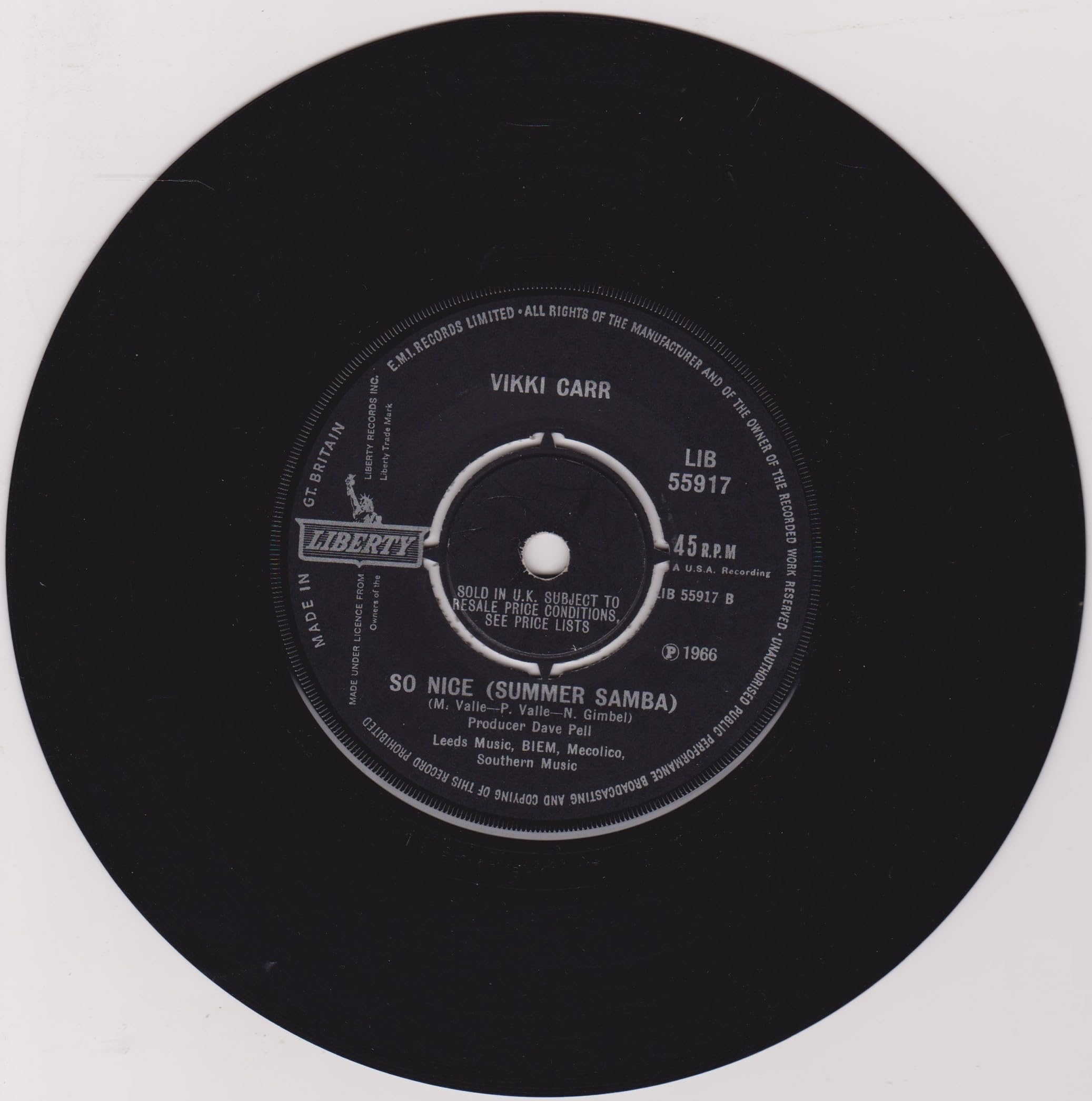 Vikki Carr ‎– It Must Be Him (Seul Sur Son E Toile) (Liberty 1967) 7" vinyl single VG/-