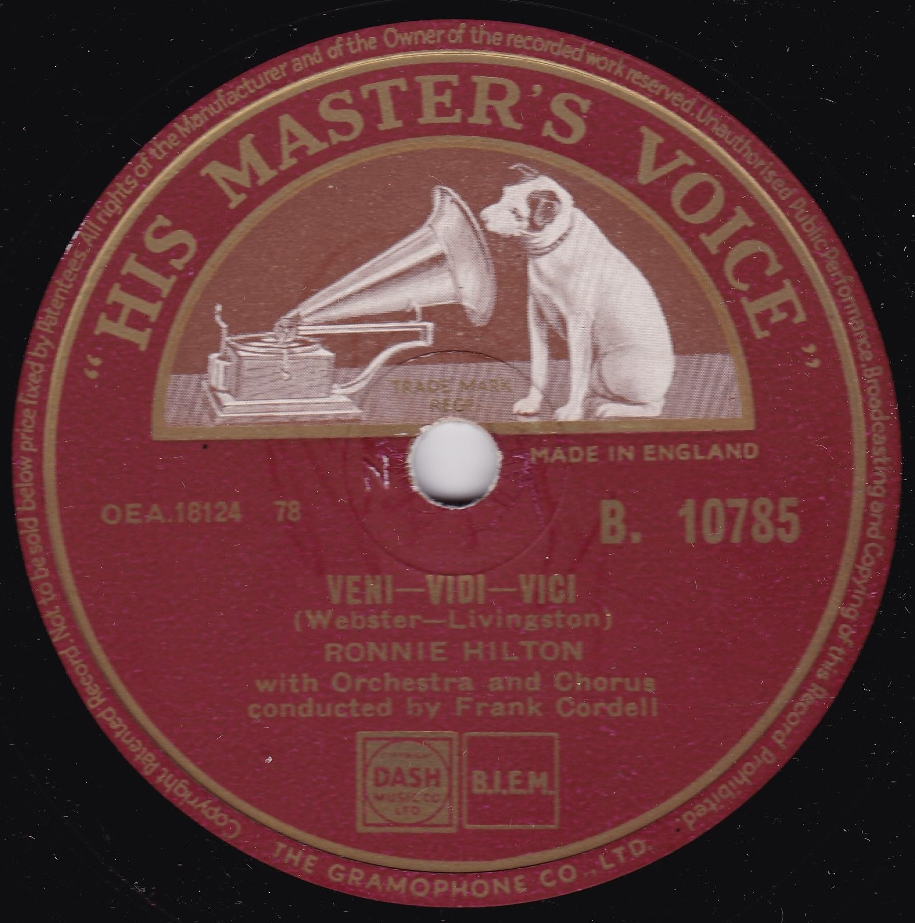 Ronnie Hilton – I Still Believe (HMV 1954) 10" 78RPM shellac single VG/G+