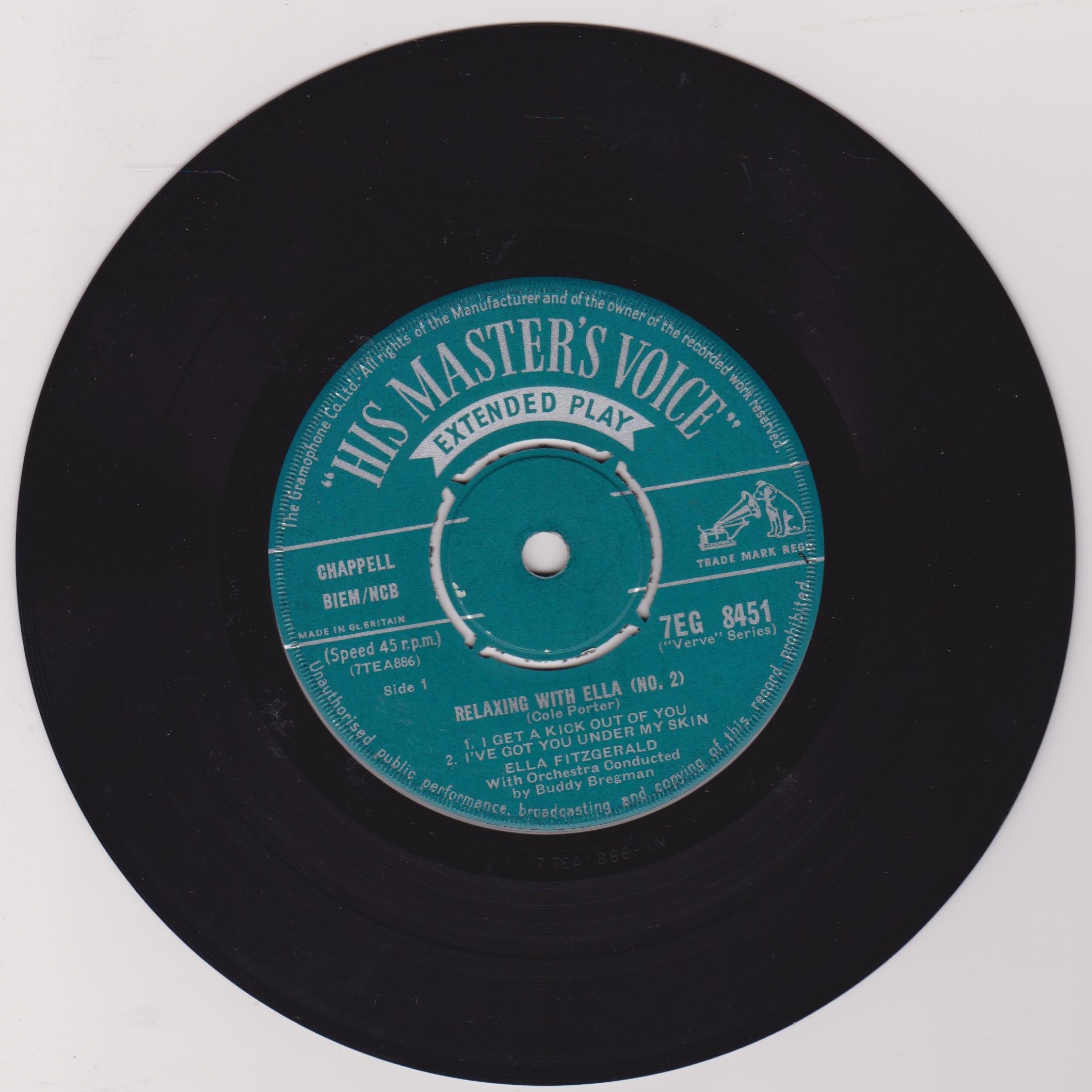 Ella Fitzgerald With Buddy Bregman's Orchestra ‎– Relaxing With Ella (No. 2) (HMV 1959) 7" vinyl EP VG/-