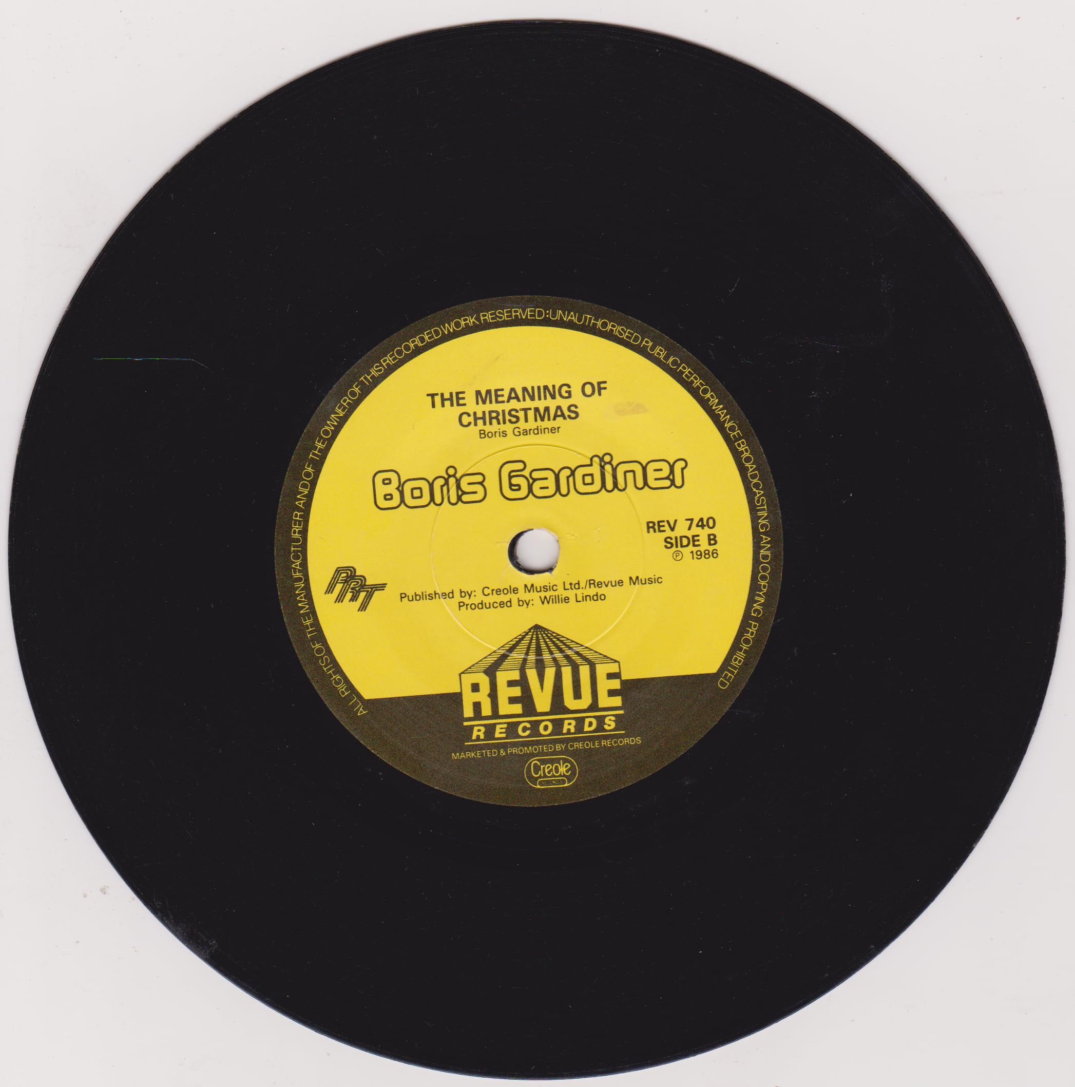 Boris Gardiner – The Meaning Of Christmas (Revue 1986) 7" vinyl P/S single VG/
