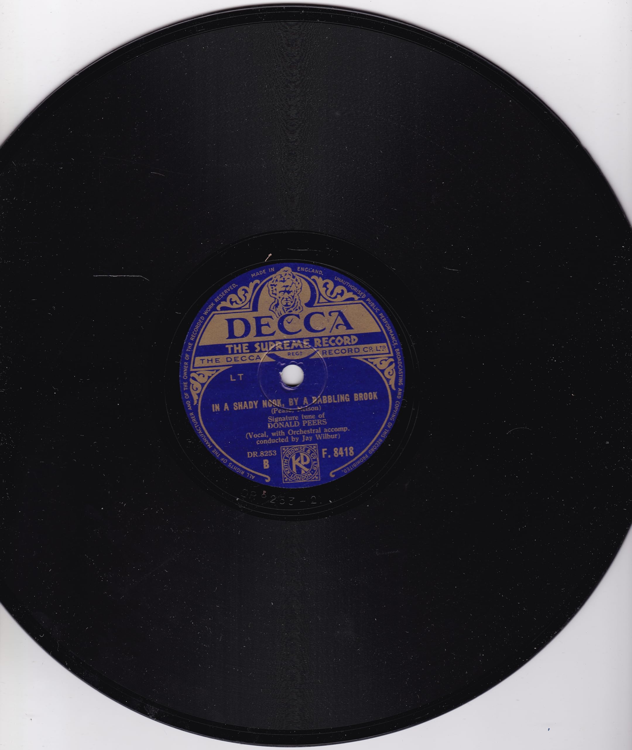Donald Peers - By The River Of The Roses (Decca) 10" 78RPM shellac single VG/-