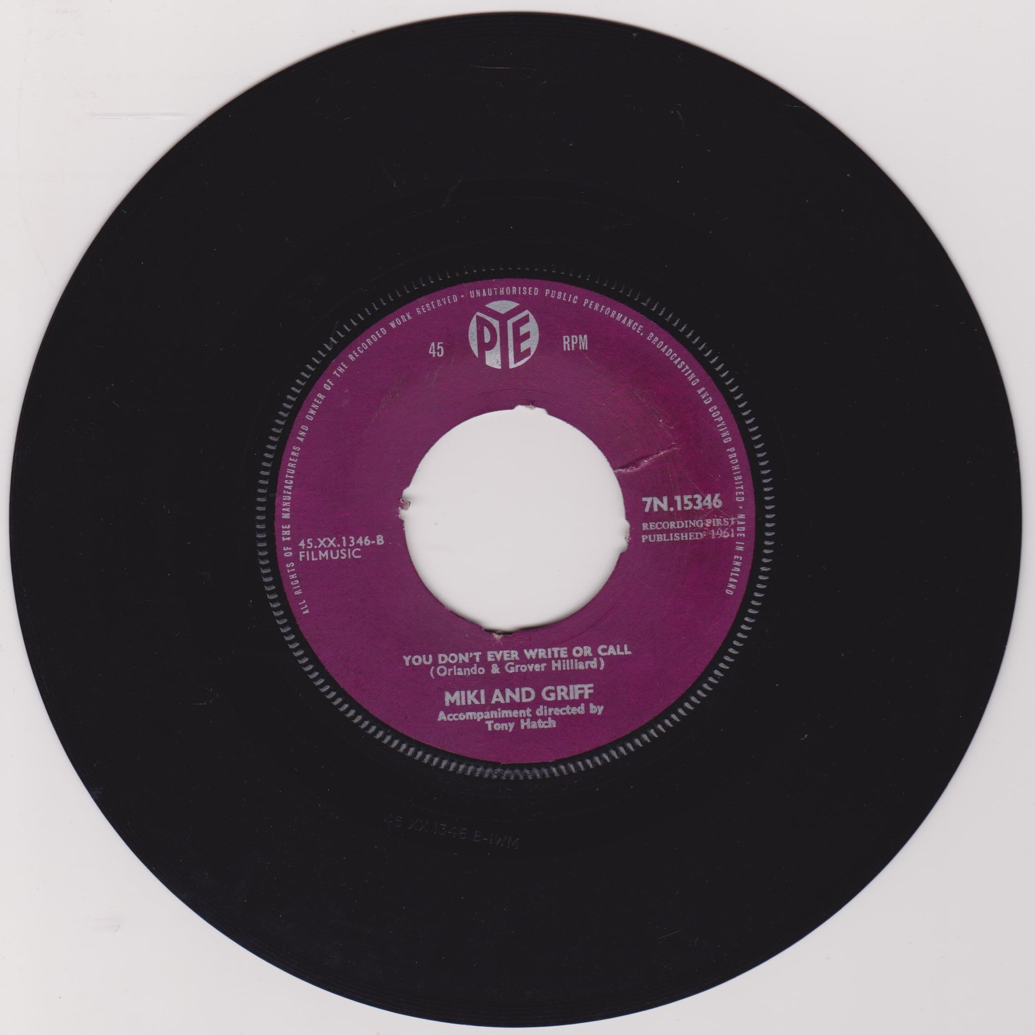 Miki and Griff – Have I Stayed Away Too Long (Pye 1961) 7" vinyl single VG/- jukebox centre