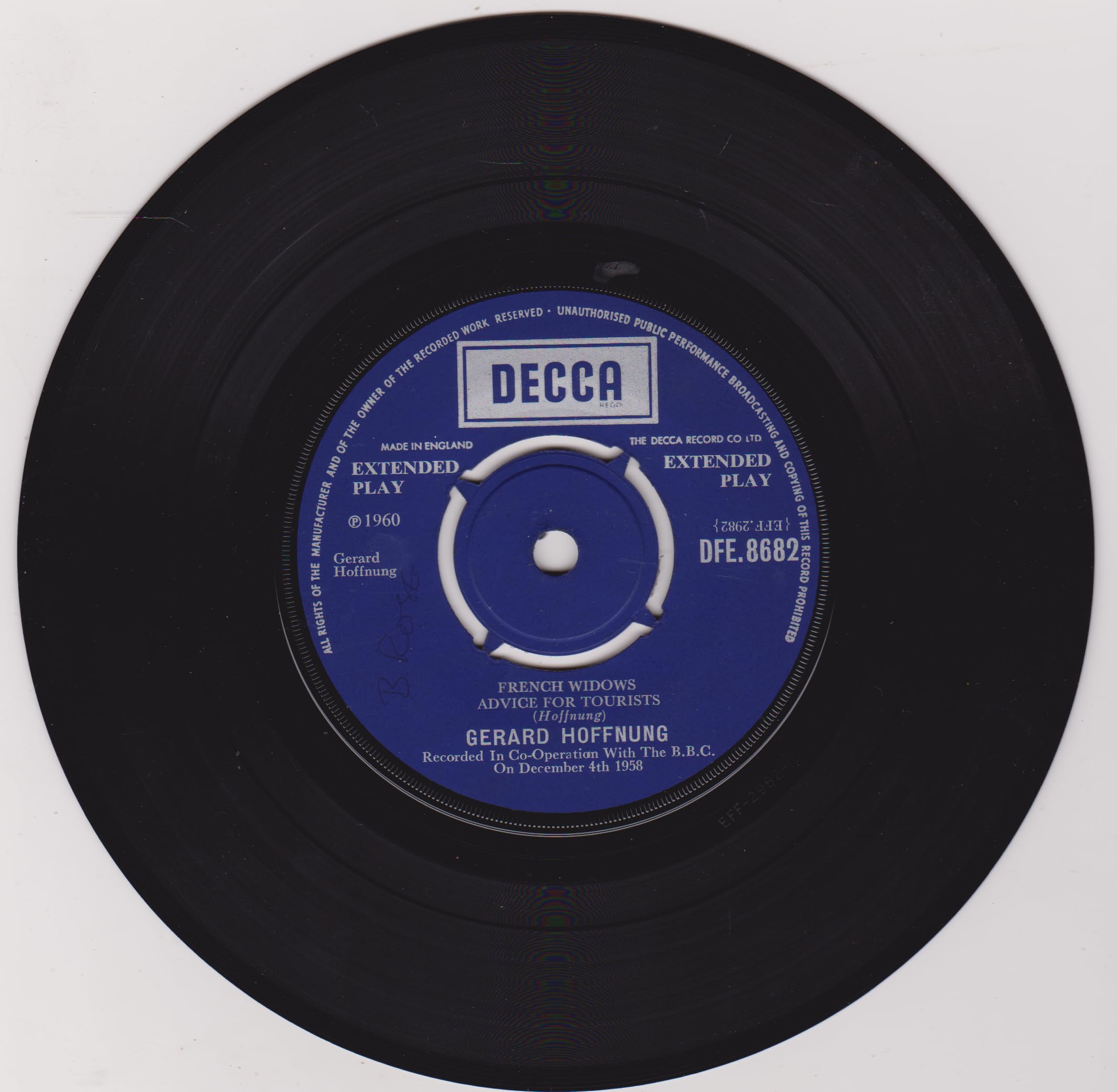 Gerard Hoffnung – Hoffnung At The Oxford Union (Decca 1968) 7" vinyl EP VG/VG