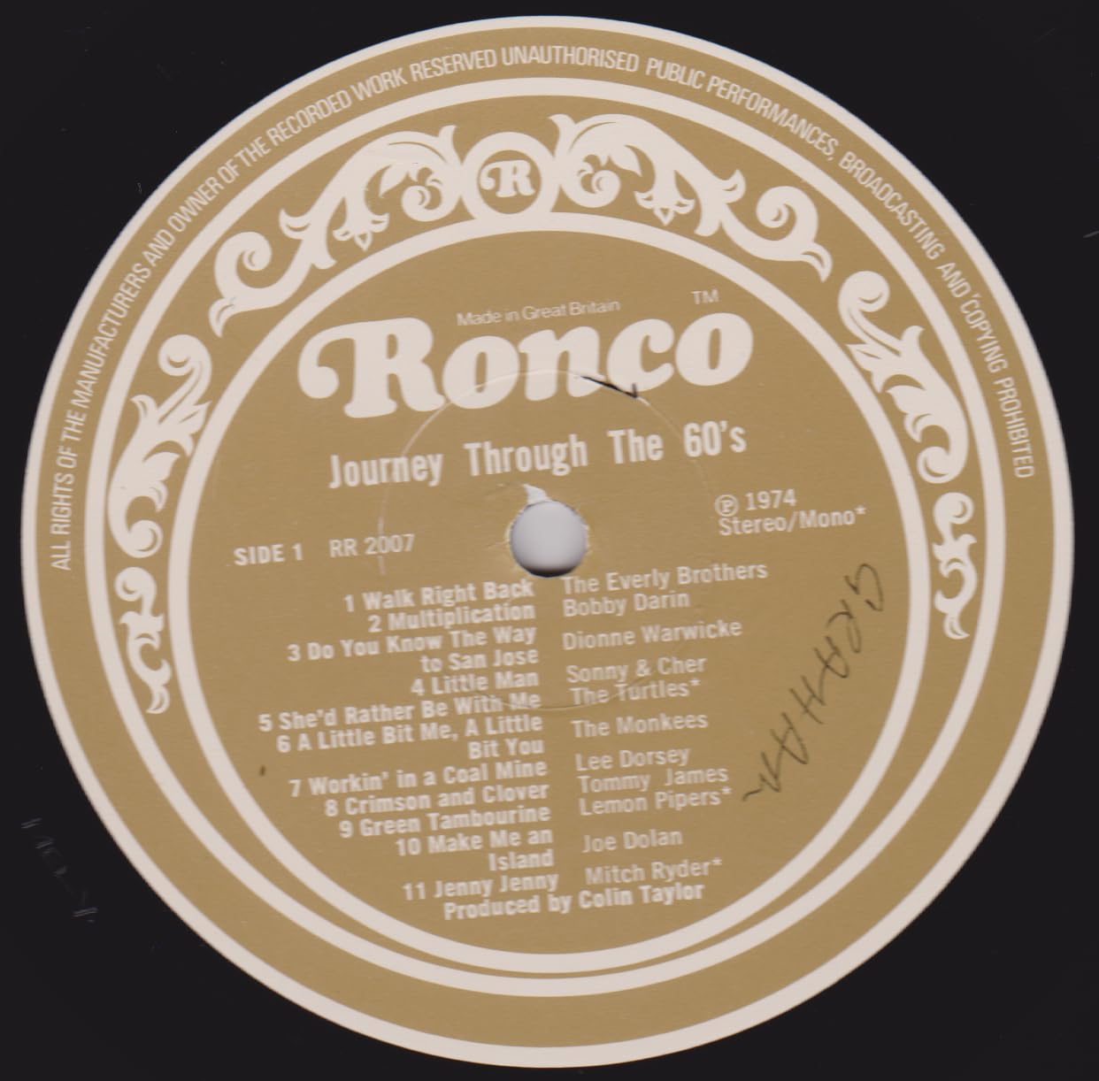Various ‎– Journey Through The 60's (Ronco 1974) 12" vinyl LP VG/VG