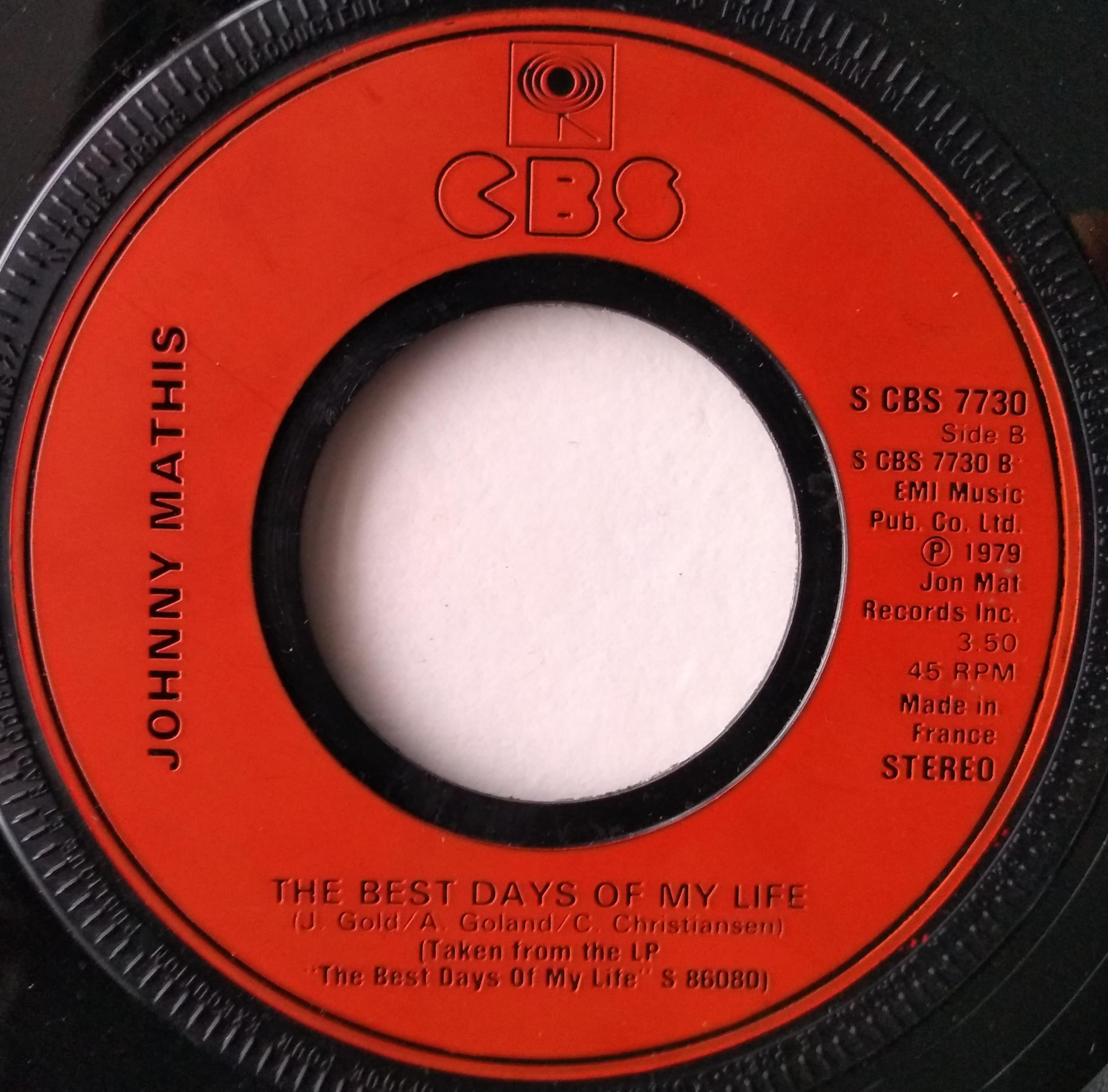 Johnny Mathis – Gone, Gone, Gone (CBS 1979) 7" vinyl single VG/- jukebox centre