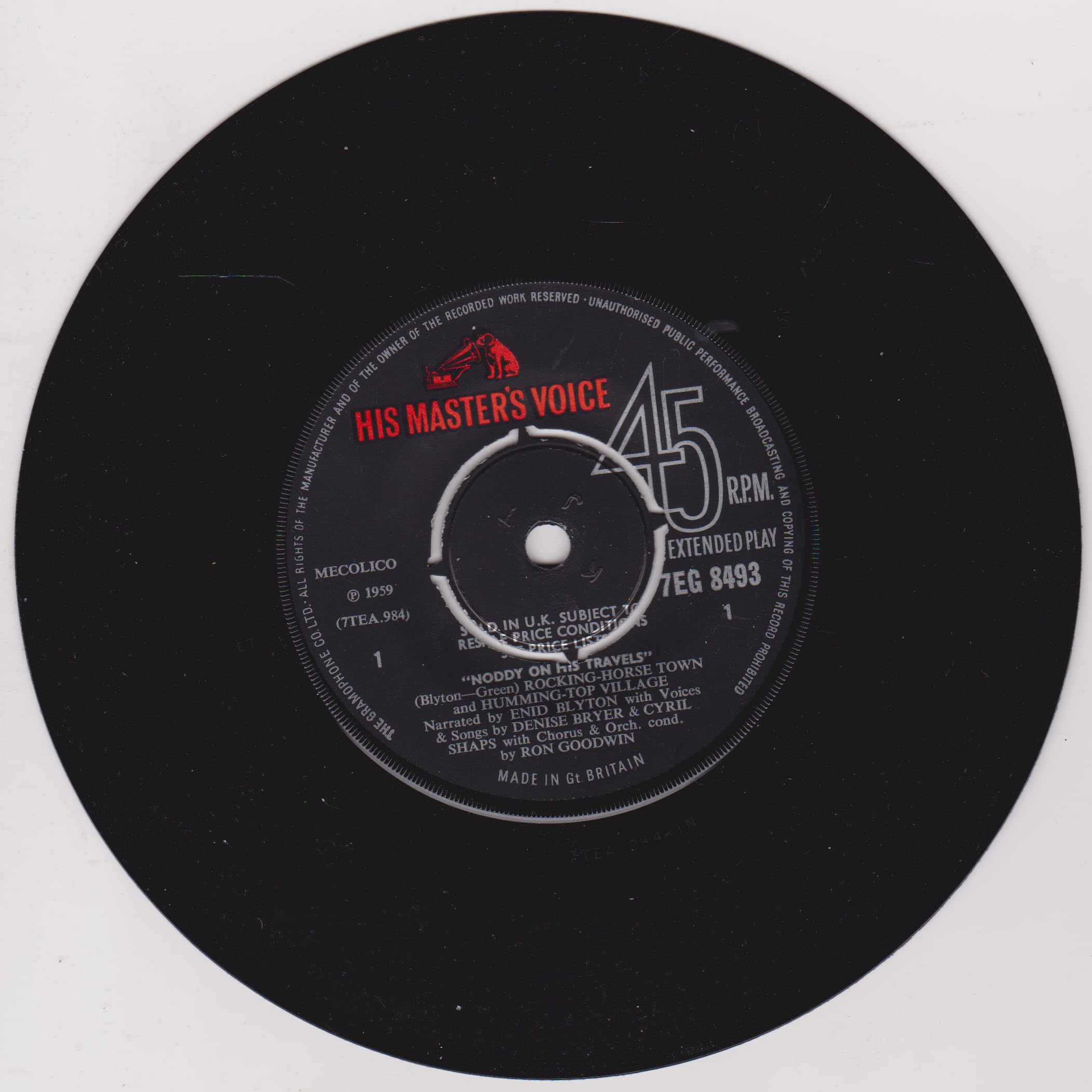 Enid Blyton – Noddy On His Travels (Columbia 1959) 7" vinyl EP VG/VG
