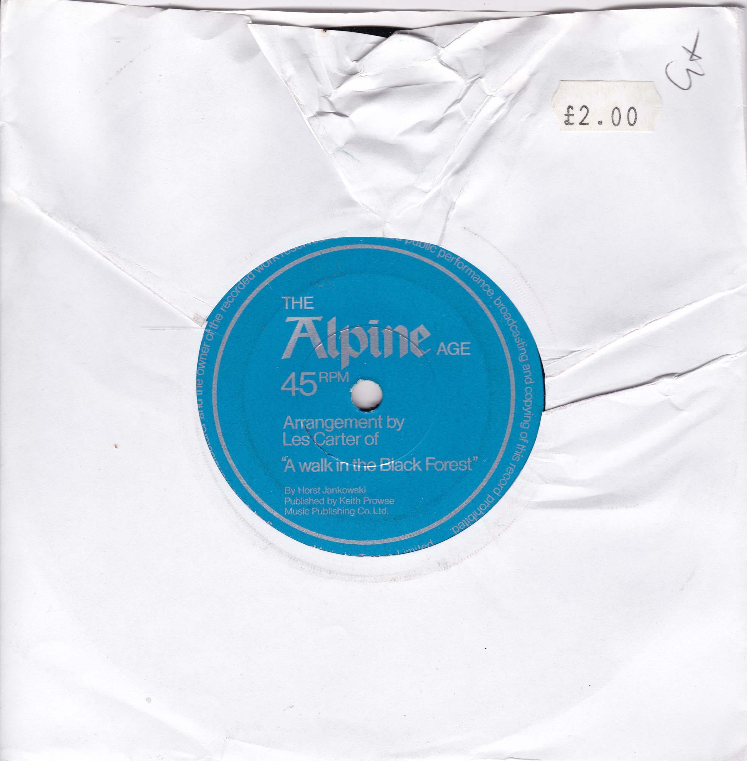 Les Carter ‎– The Alpine Age (Alpine Lager) 7" vinyl single VG/-