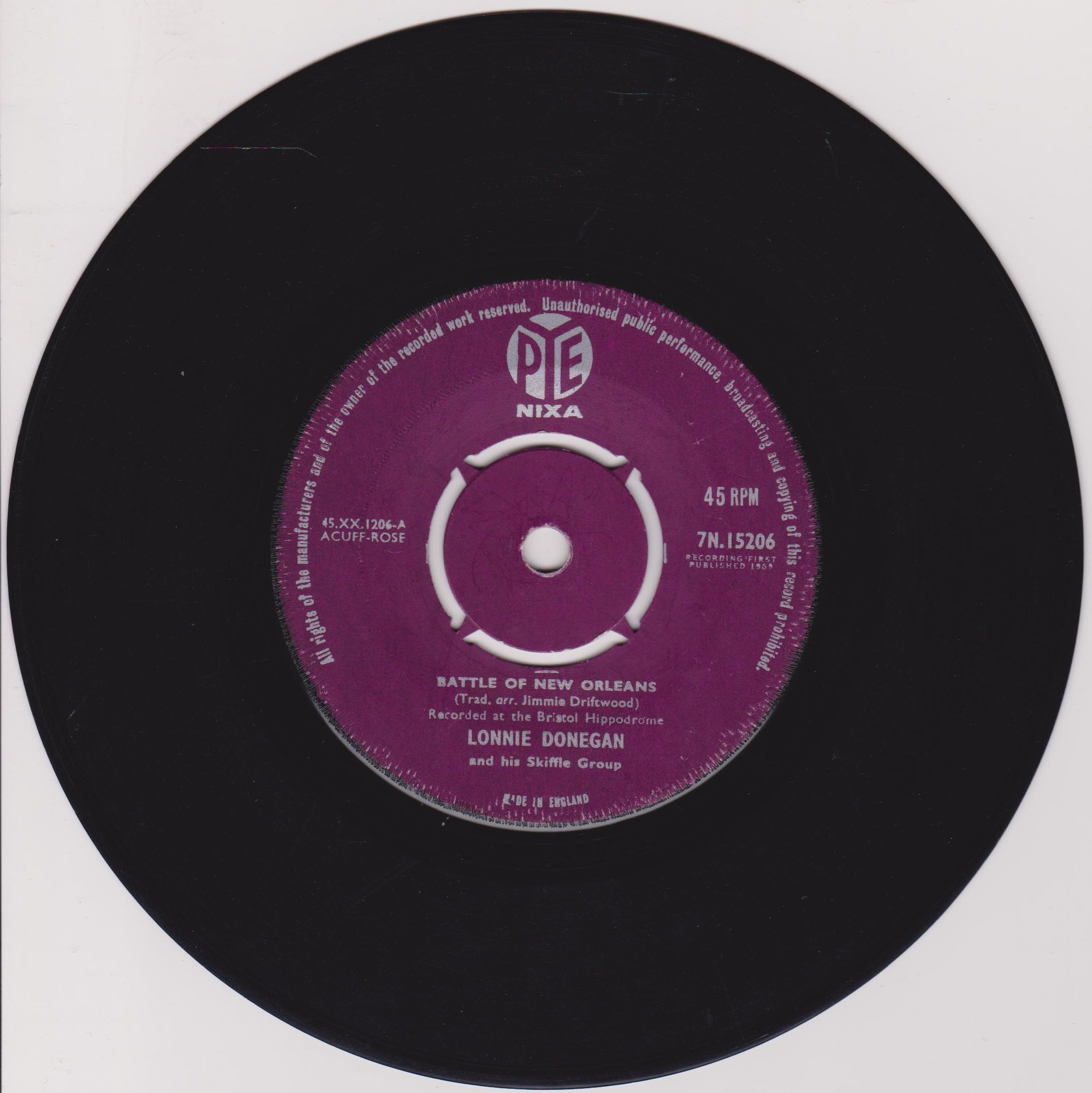 Lonnie Donegan And His Skiffle Group ‎– Battle Of New Orleans (Pye 1959) 7" vinyl single VG/-