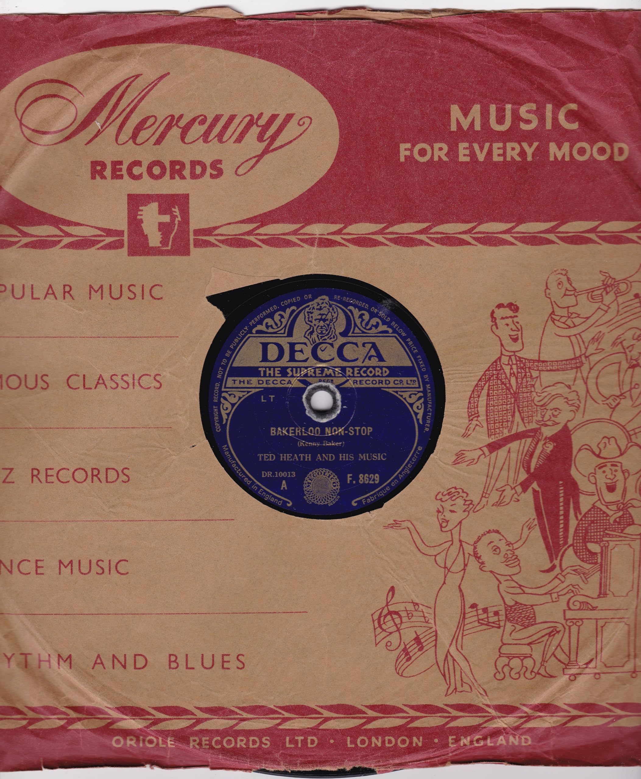 Ted Heath And His Music ‎– Bakerloo Non-Stop (Decca 1945) 10" 78RPM shellac single VG/-