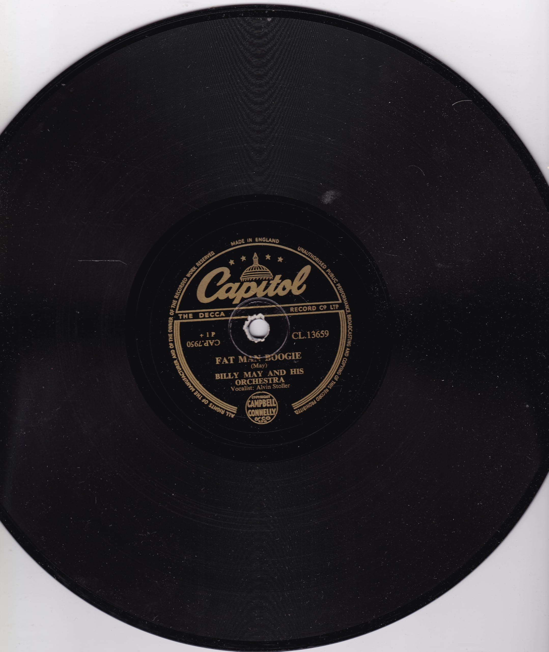 Billy May And His Orchestra ‎– When My Sugar Walks Down The Street (Capitol 1953) 10" 78 RPM shellac single VG/-