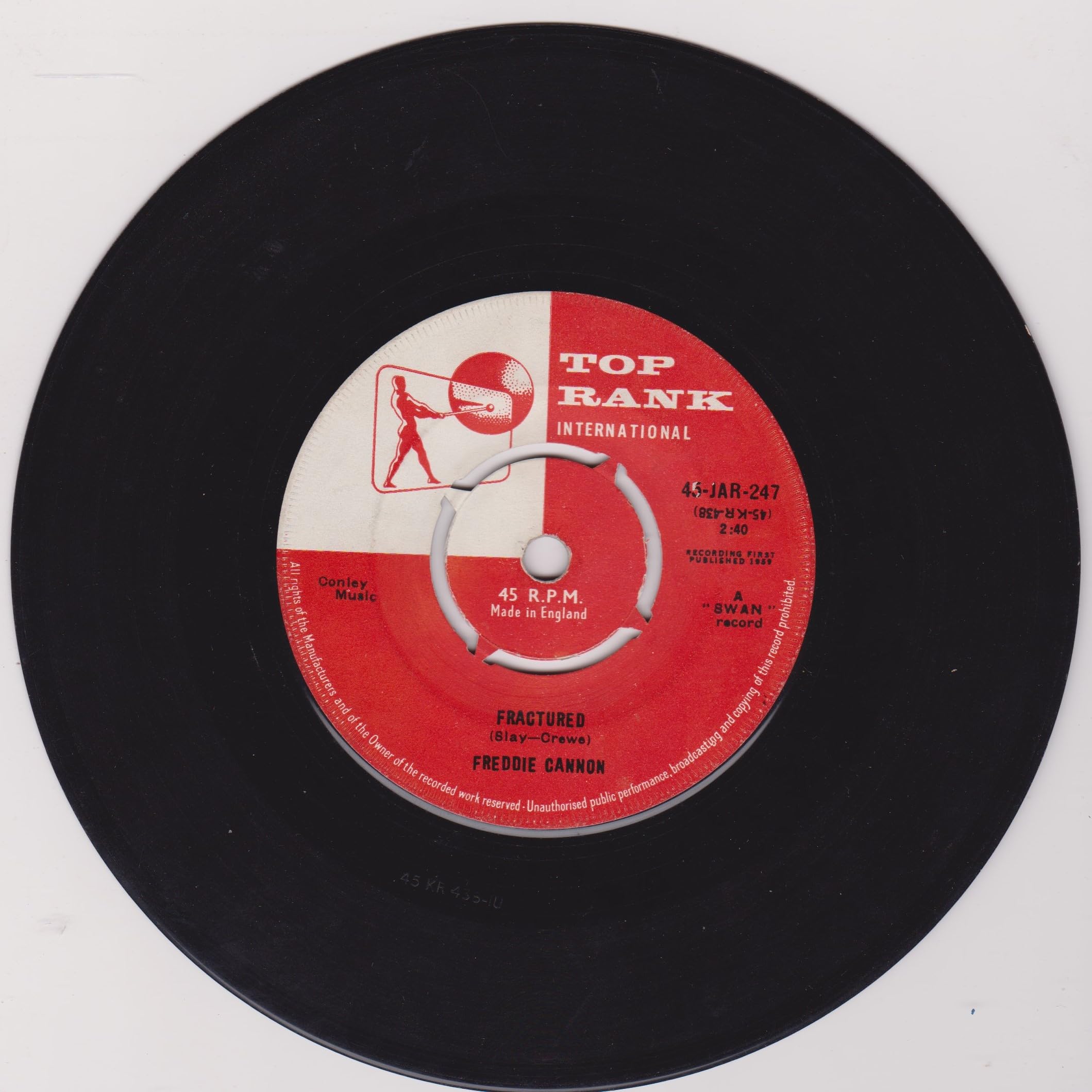 Freddie Cannon - Way Down Yonder In New Orleans (Top Rank 1959) 7" vinyl single VG/-