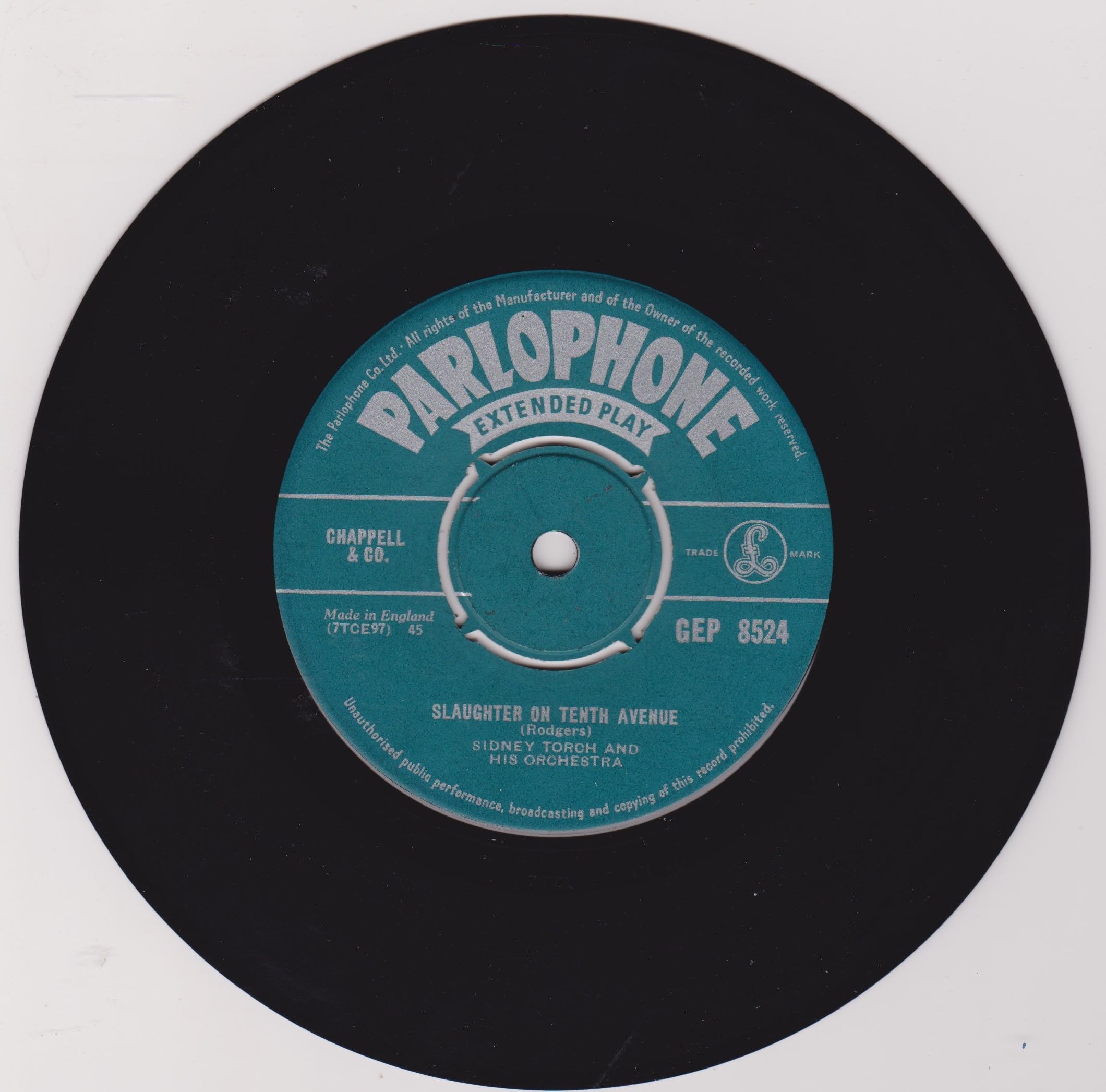 Sidney Torch And His Orchestra ‎– Slaughter On Tenth Avenue (Parlophone 1965) 7" vinyl EP VG/G