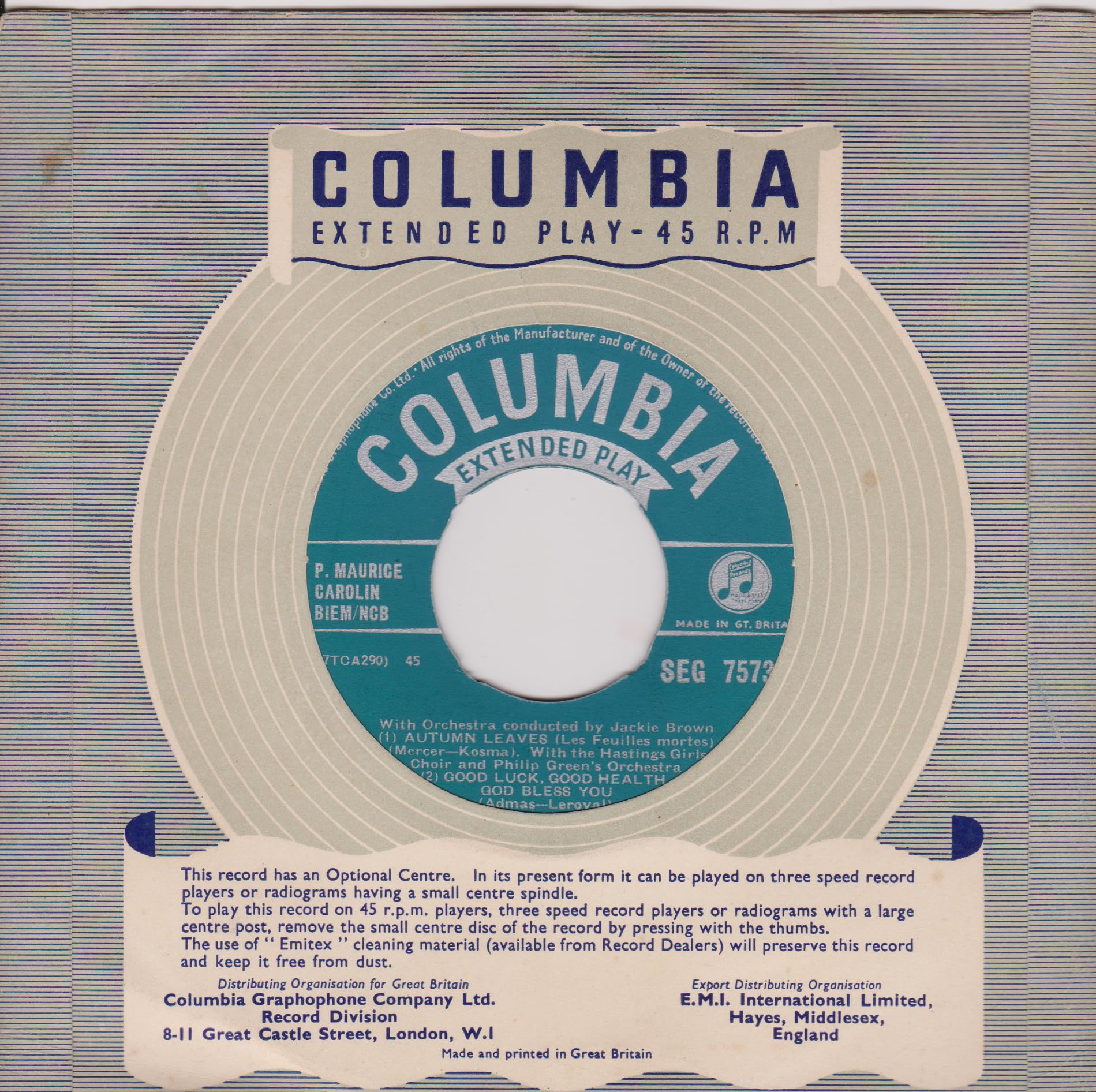 Steve Conway ‎– My Foolish Heart (Columbia 1965) 7" vinyl single VG/VG