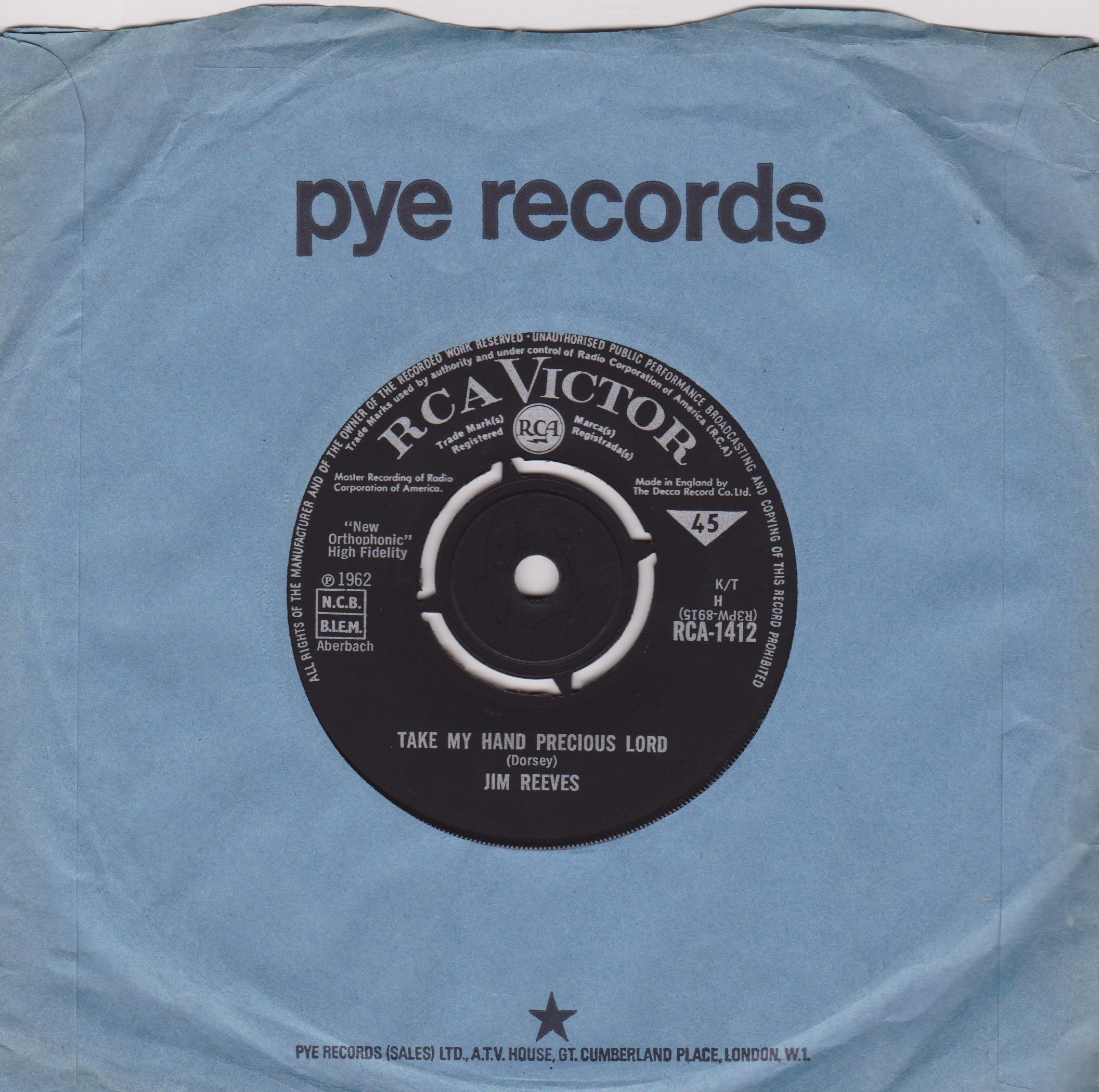 Jim Reeves – This World Is Not My Home (RCA Victor 1962) 7" vinyl single VG/-