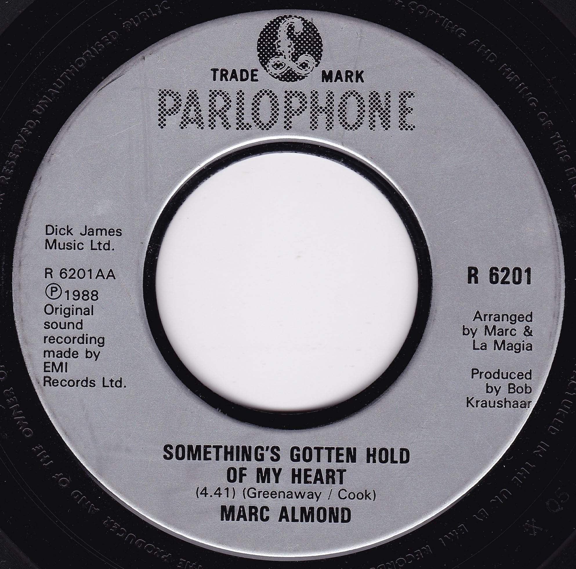 Marc Almond – Something's Gotten Hold of My Heart (featuring Gene Pitney) (Parlophone 1988) 7" vinyl single VG/- jukebox centre