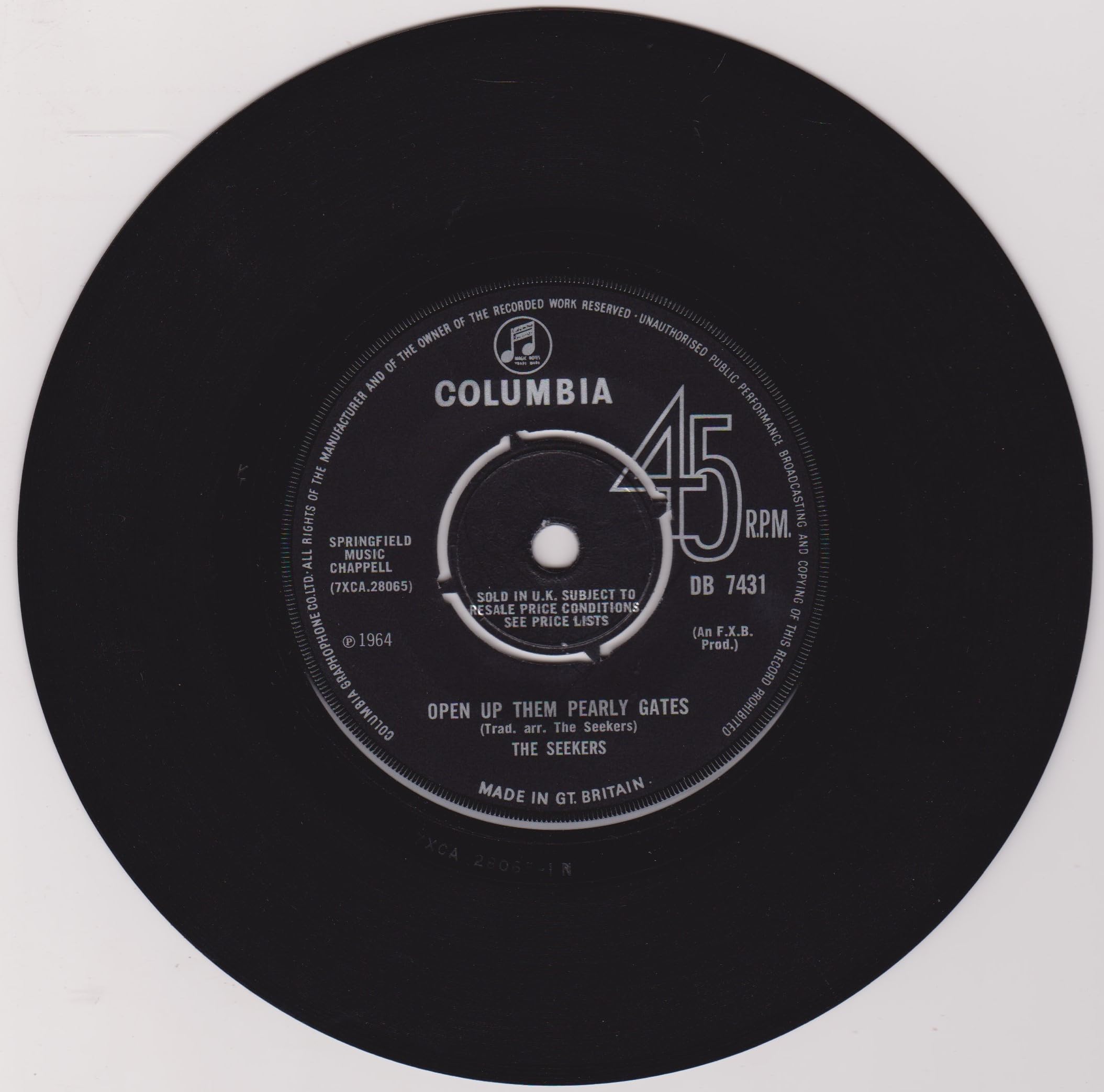 The Seekers - I'll Never Find Another You (Columbia) 7" vinyl single VG/VG