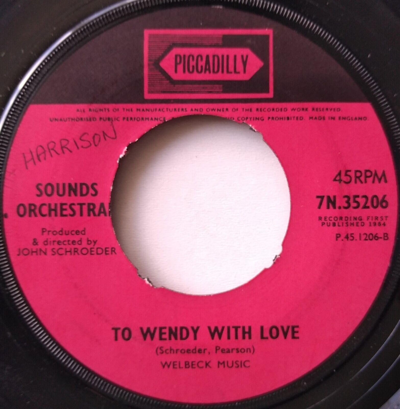 Sounds Orchestral - Cast Your Fate To The Wind  (Piccadilly 1964) 7" vinyl single VG/- jukebox centre