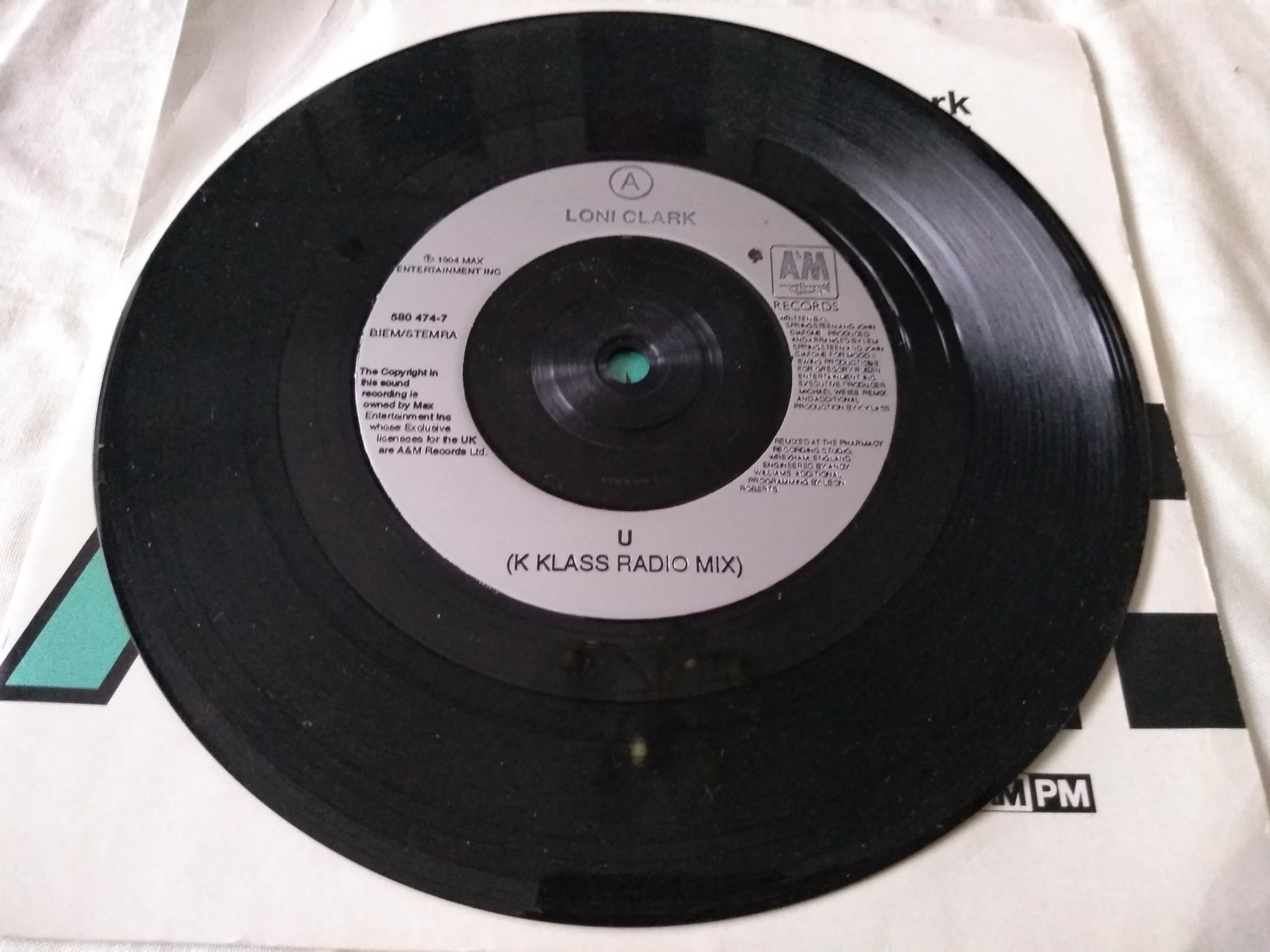 Loni Clark – U (K Klass Remix) (A&M 1994) 7" vinyl single VG/VG