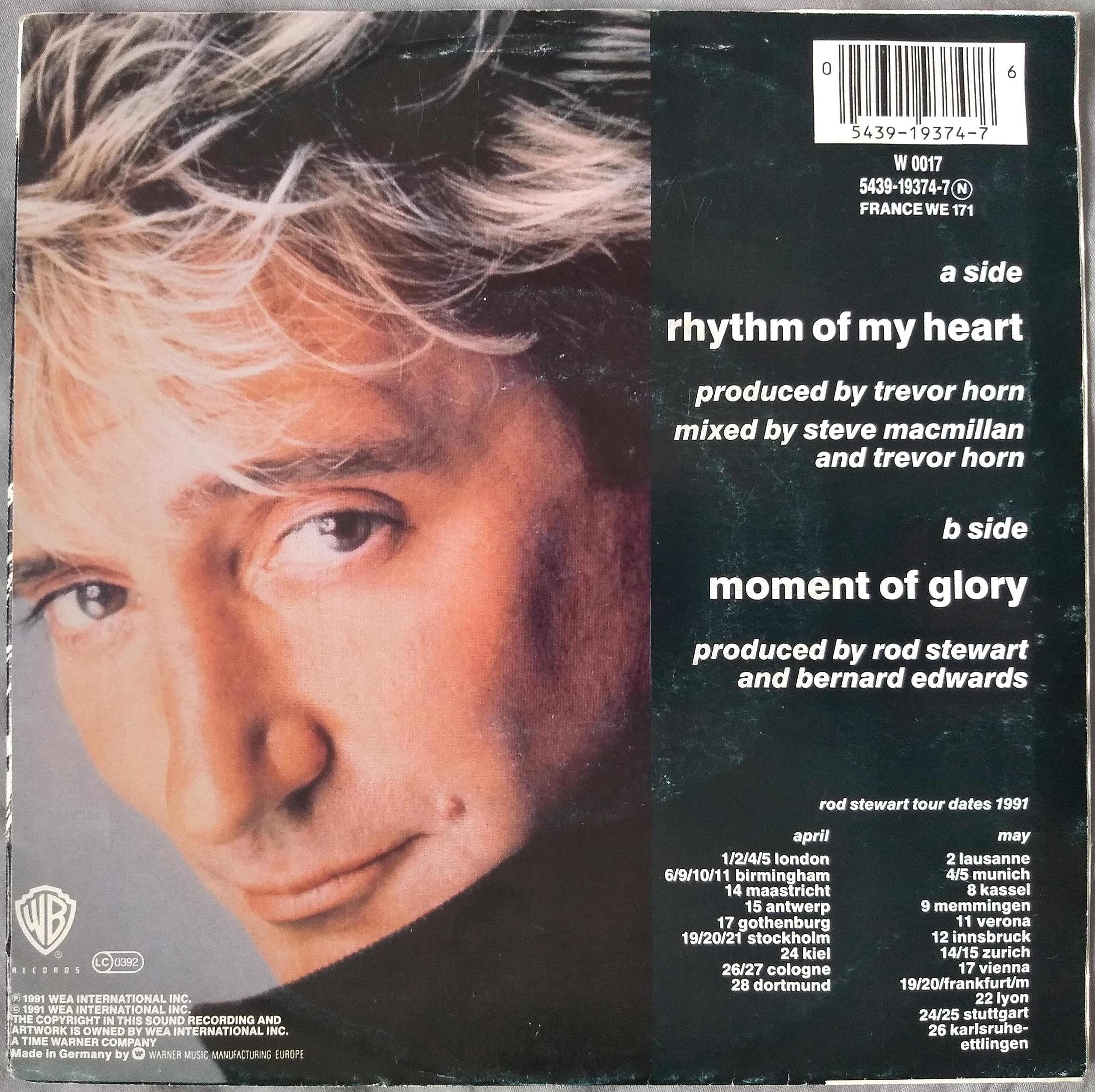 Rod Stewart - Rhythm of My Heart (WB 1991) 7" vinyl single VG/VG