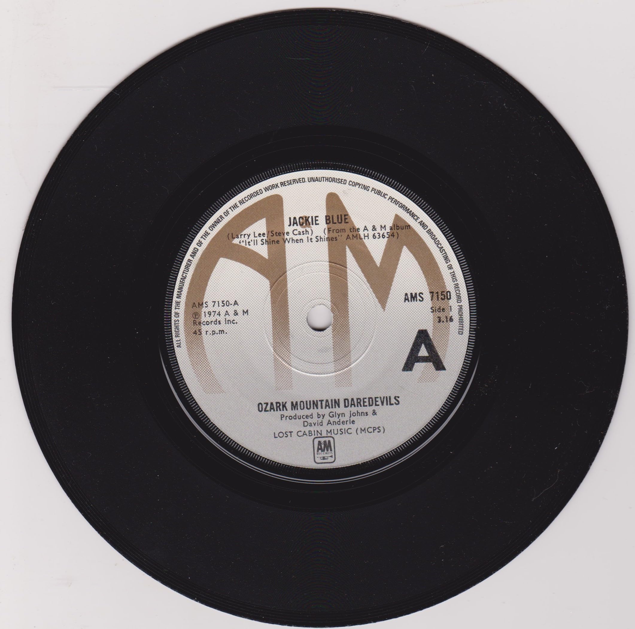 Ozark Mountain Daredevils – Jackie Blue (A&M 1975) 7'' vinyl single VG/VG