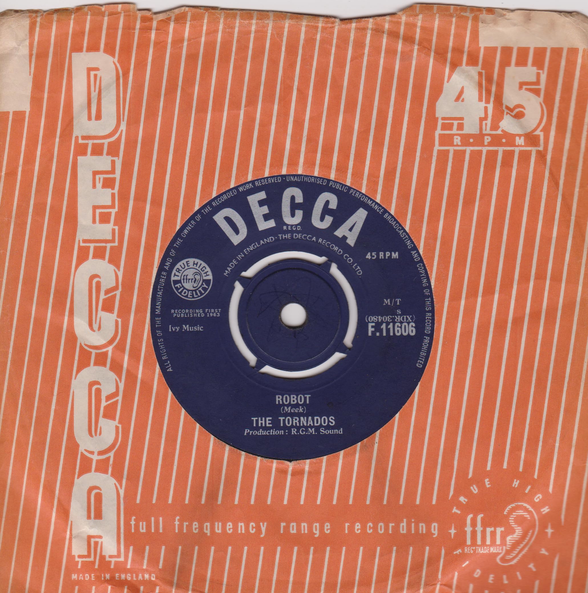 The Tornados - Robot (Decca 1963) 7" vinyl single VG/VG