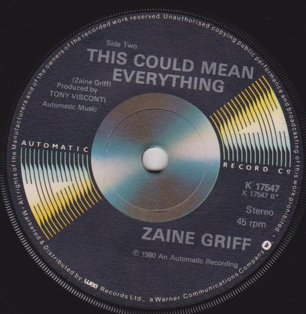 Zaine Griff - Tonight (Automatic 1980) 7" vinyl single VG/-