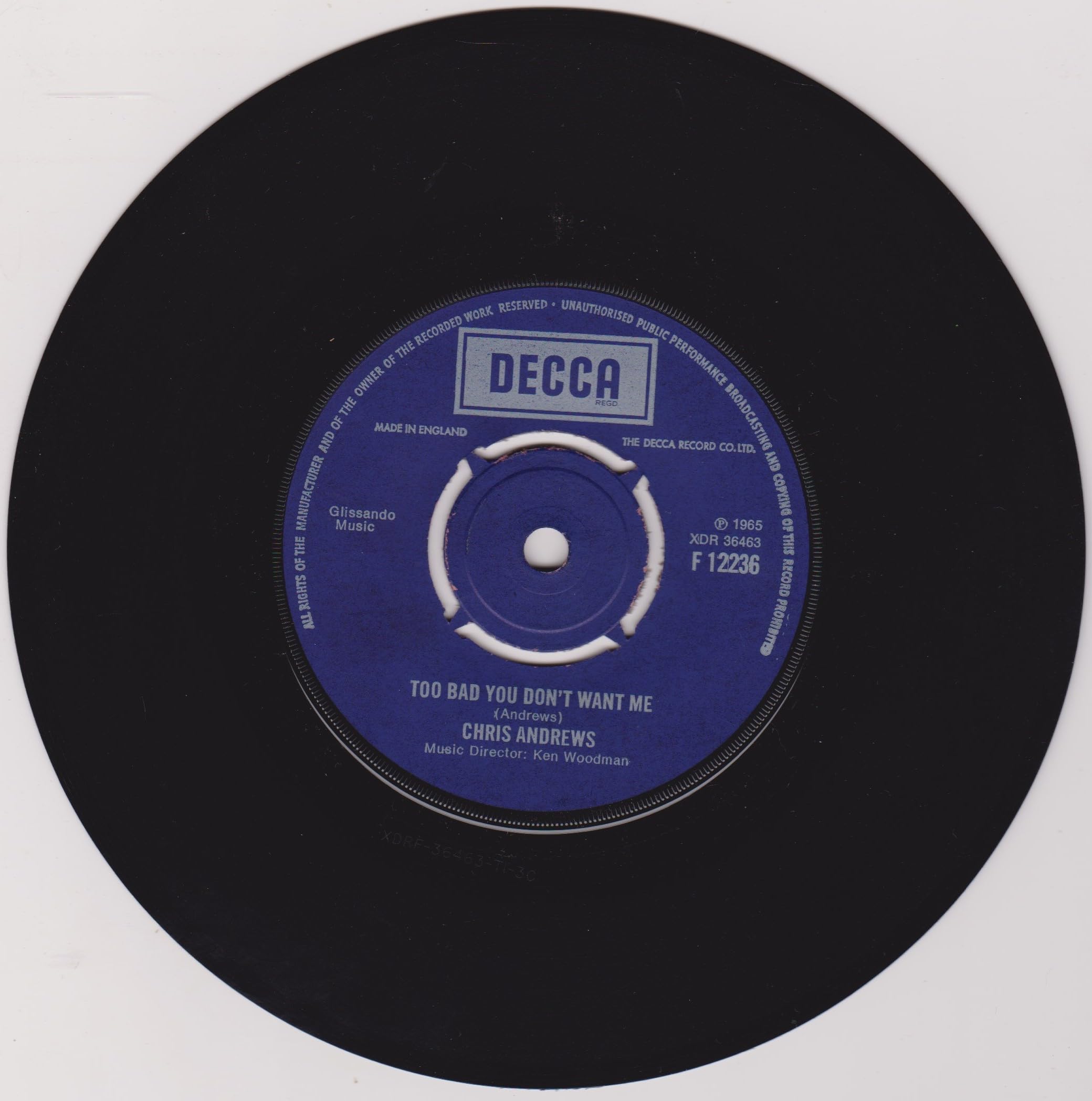 Chris Andrews ‎– Yesterday Man (Decca) 7" vinyl single VG/VG
