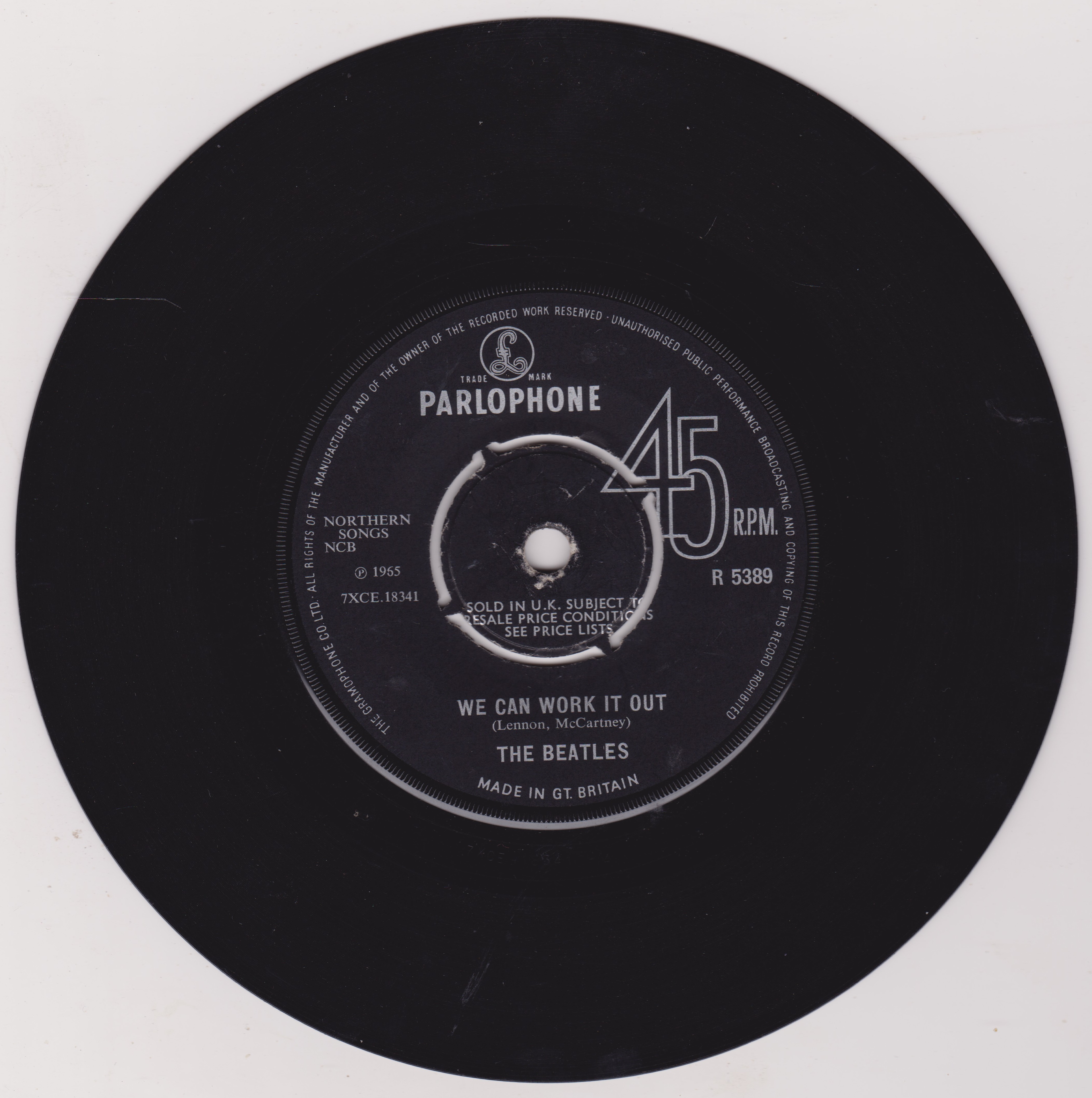 The Beatles ‎– We Can Work It Out / Day Tripper (Parlophone 1966) 7" vinyl single VG/-