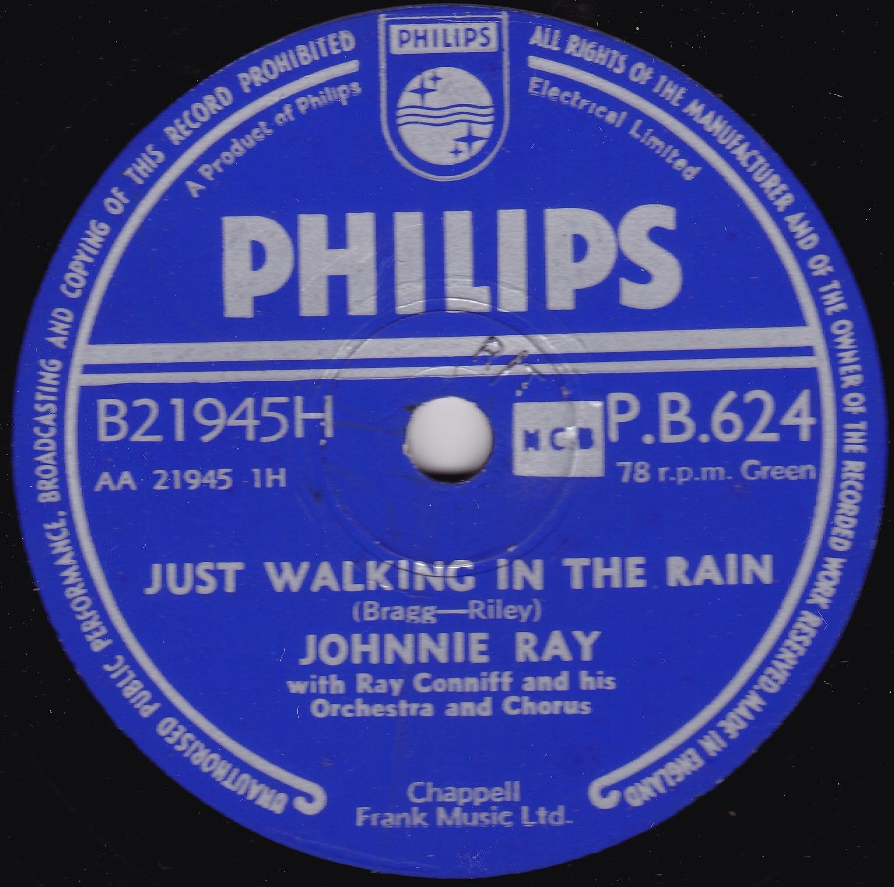 Johnnie Ray – Just Walking In The Rain (Philips 1956) 10" 78RPM shellac single VG/VG