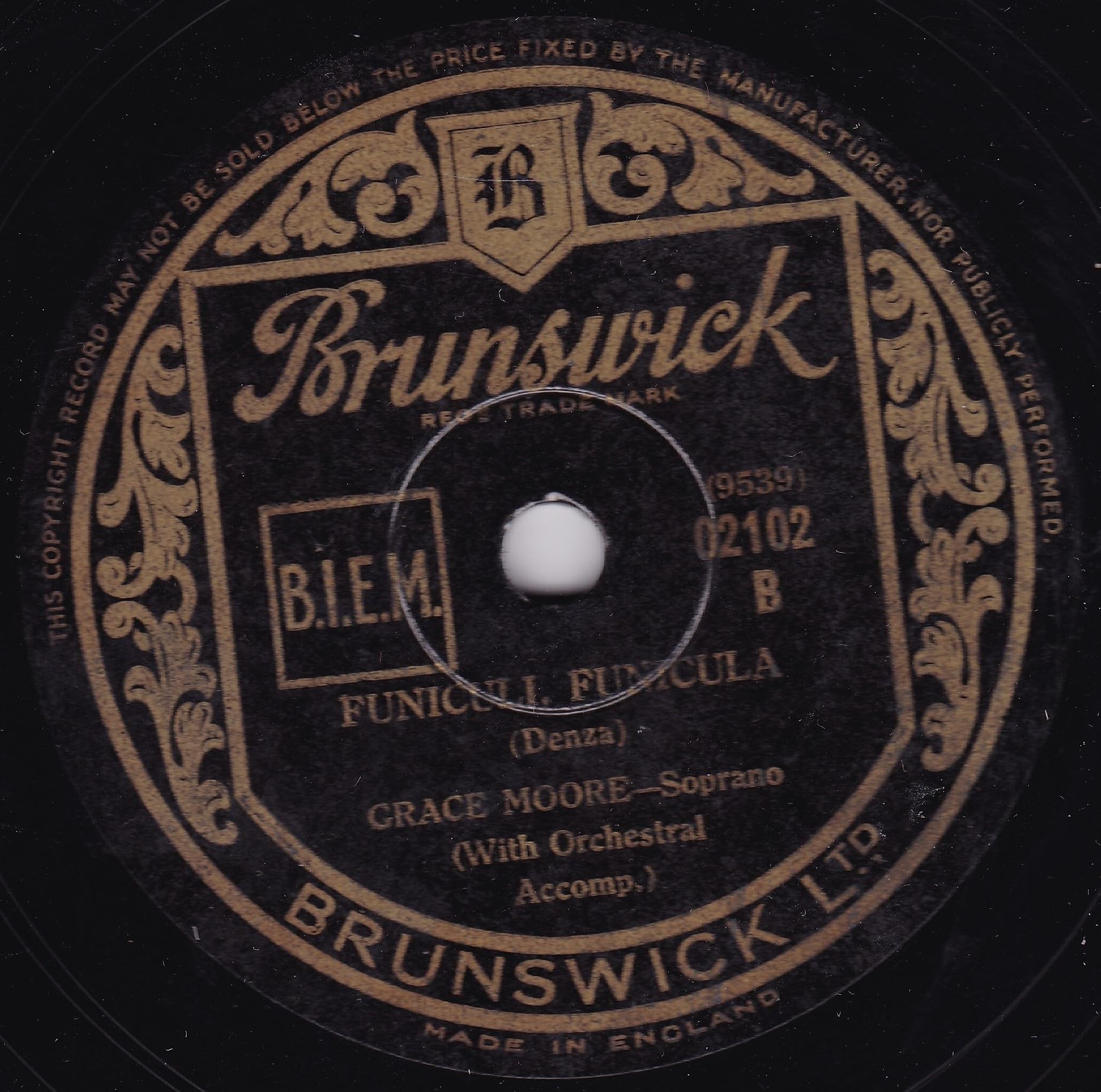 Grace Moore - Musetta’s Waltz Song (Brunswick) 10" 78RPM shellac single VG/-