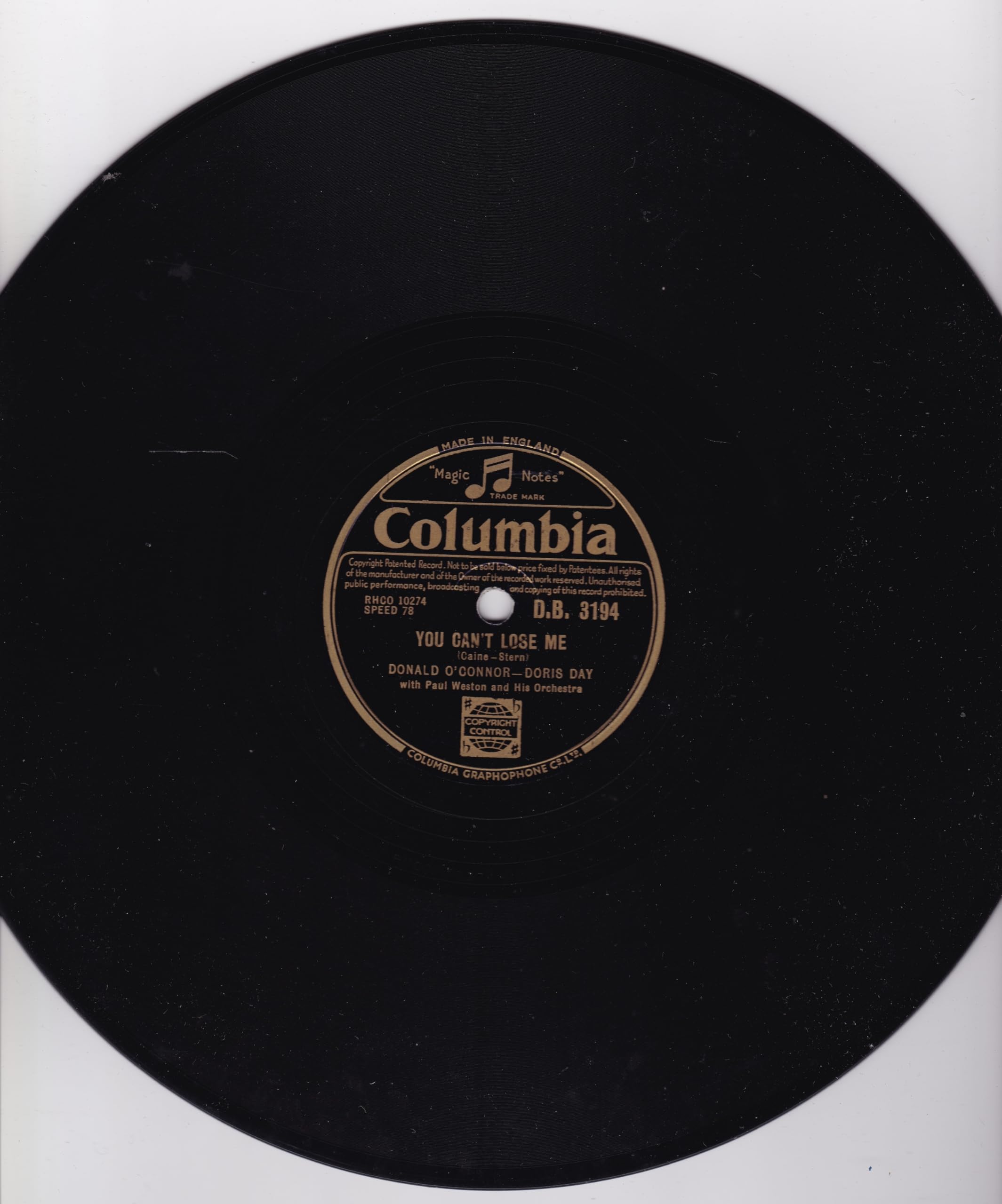 Doris Day, Donald O'Connor ‎– No Two People (Columbia 1952) 10" 78 RPM shellac single VG/-