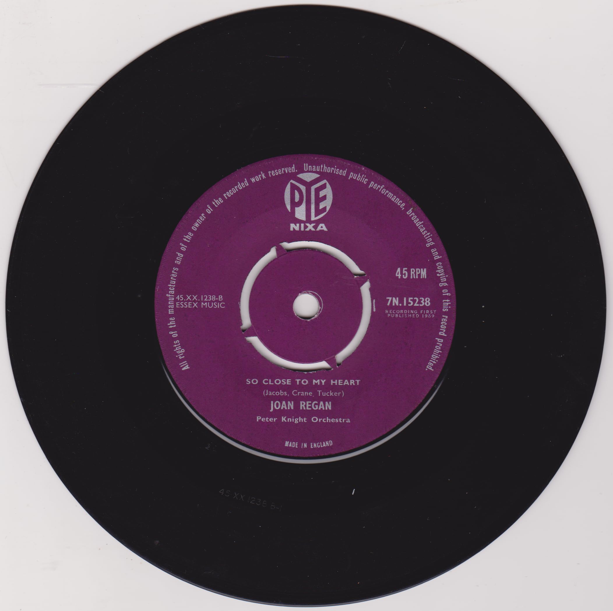 Joan Regan - Happy Anniversary (Pye 1959) 7" vinyl single VG/-