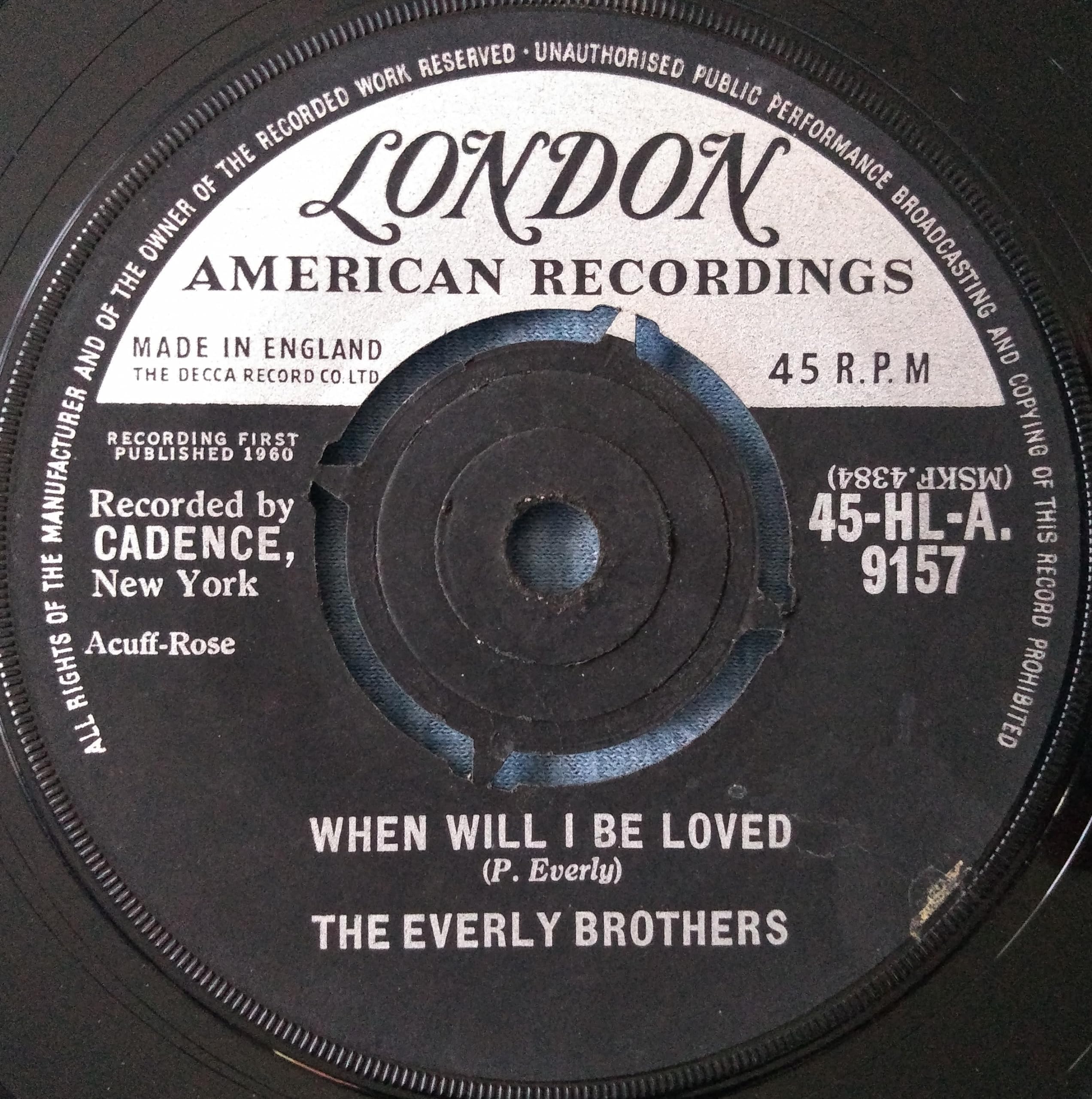 The Everly Brothers - When Will I Be Loved (London 1960) 7" vinyl single VG/-