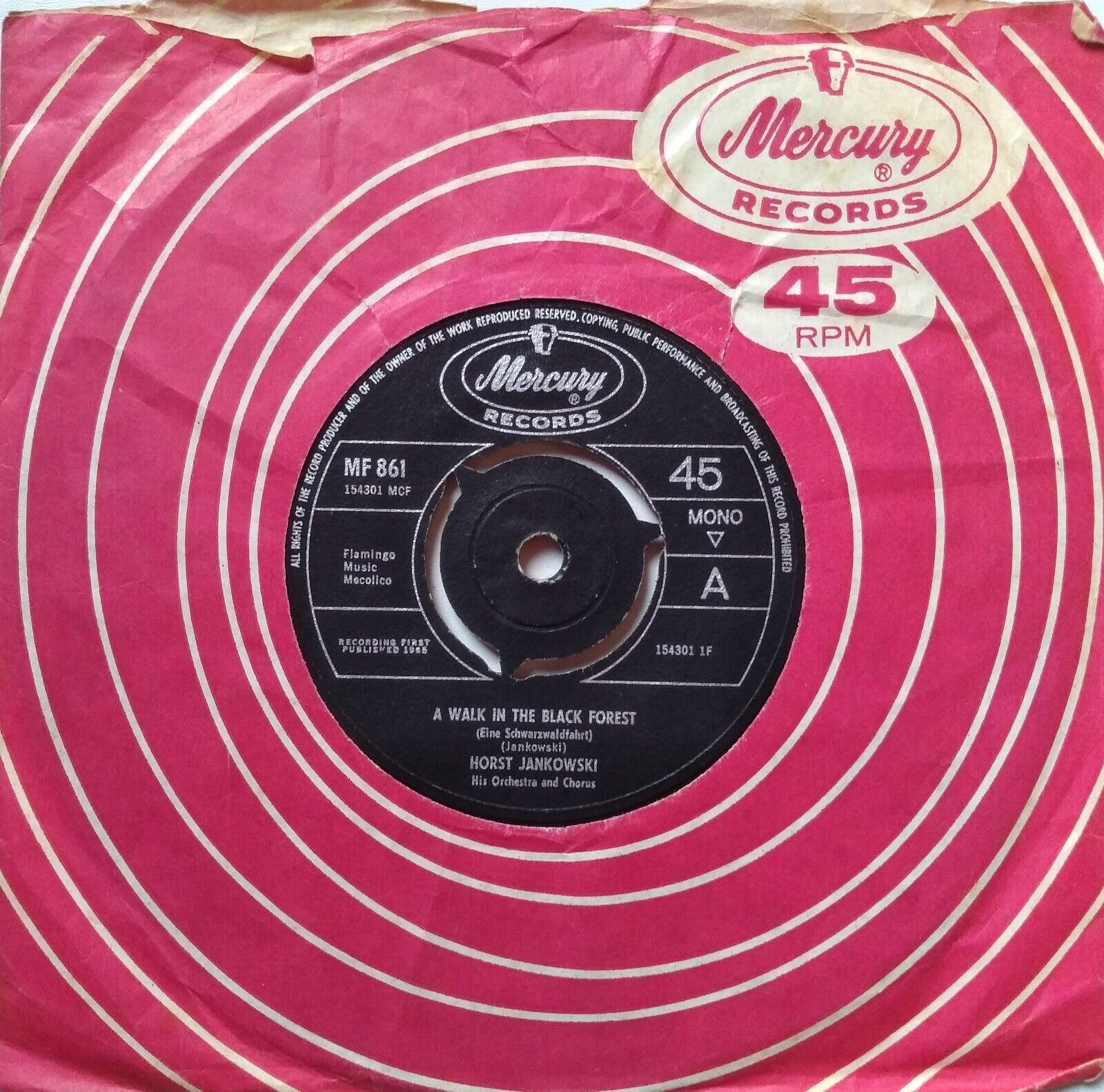 Horst Jankowski - A Walk In The Black Forest (Mercury 1965) 7" vinyl single VG/VG