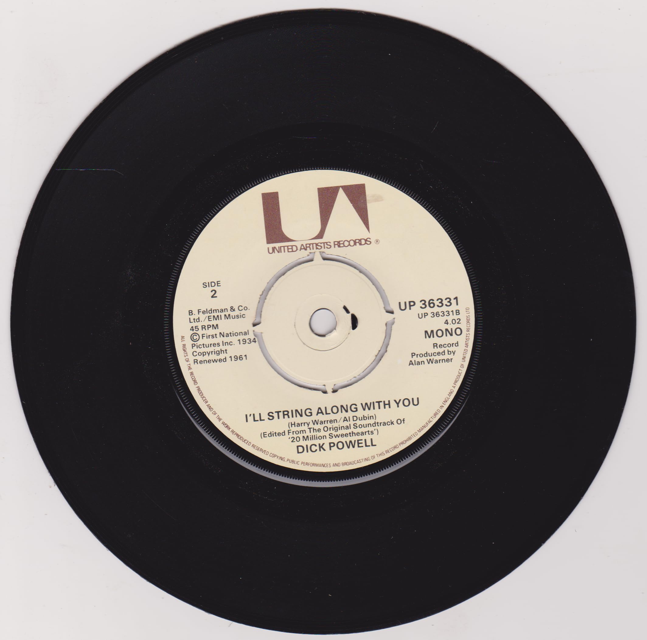 Dooley Wilson With The Voices Of Humphrey Bogart And Ingrid Bergman - As Time Goes By (UA 1977) 7" vinyl single VG/-