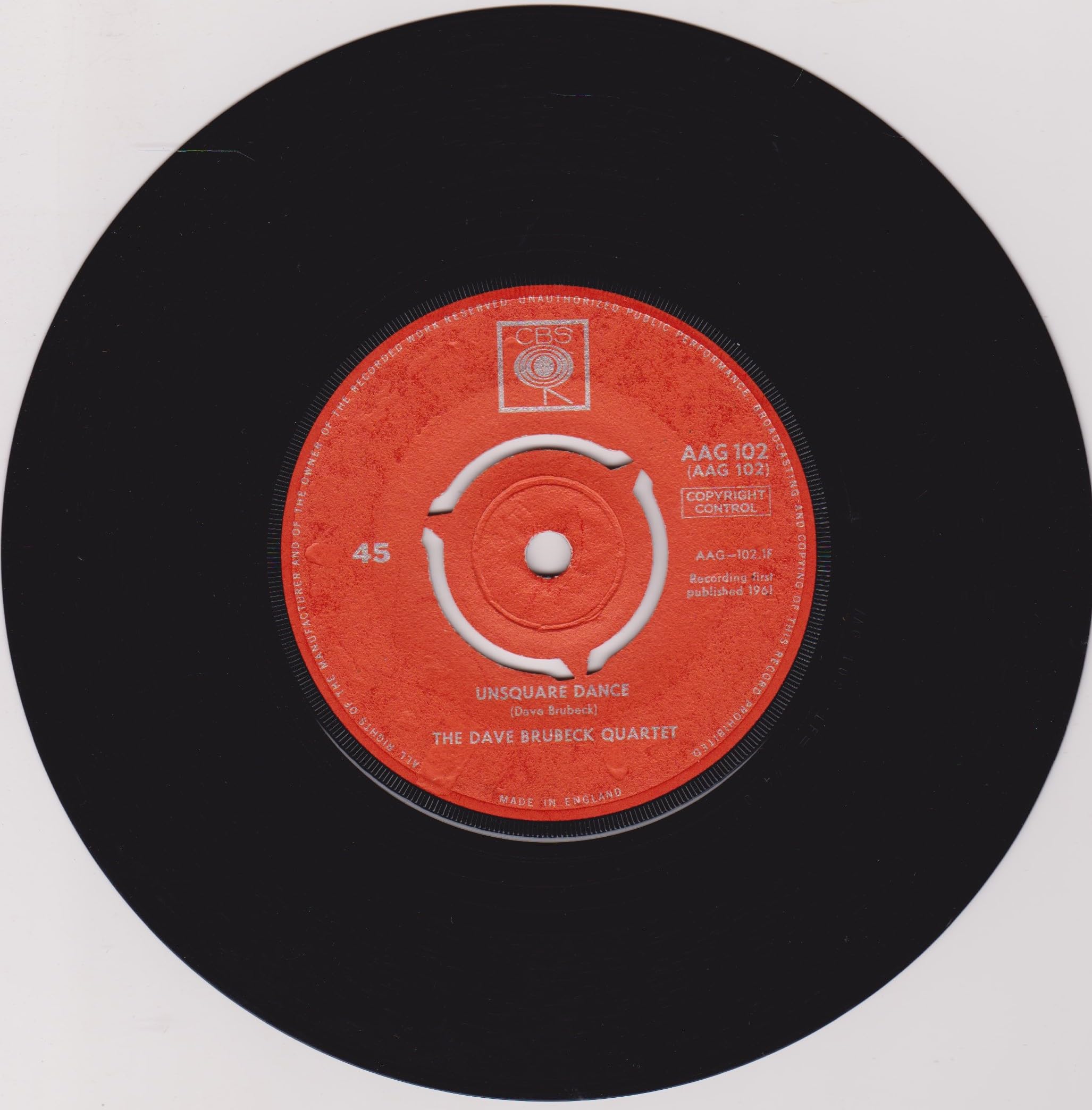 The Dave Brubeck Quartet - Unsquare Dance (CBA 1962) 7" vinyl single VG/VG