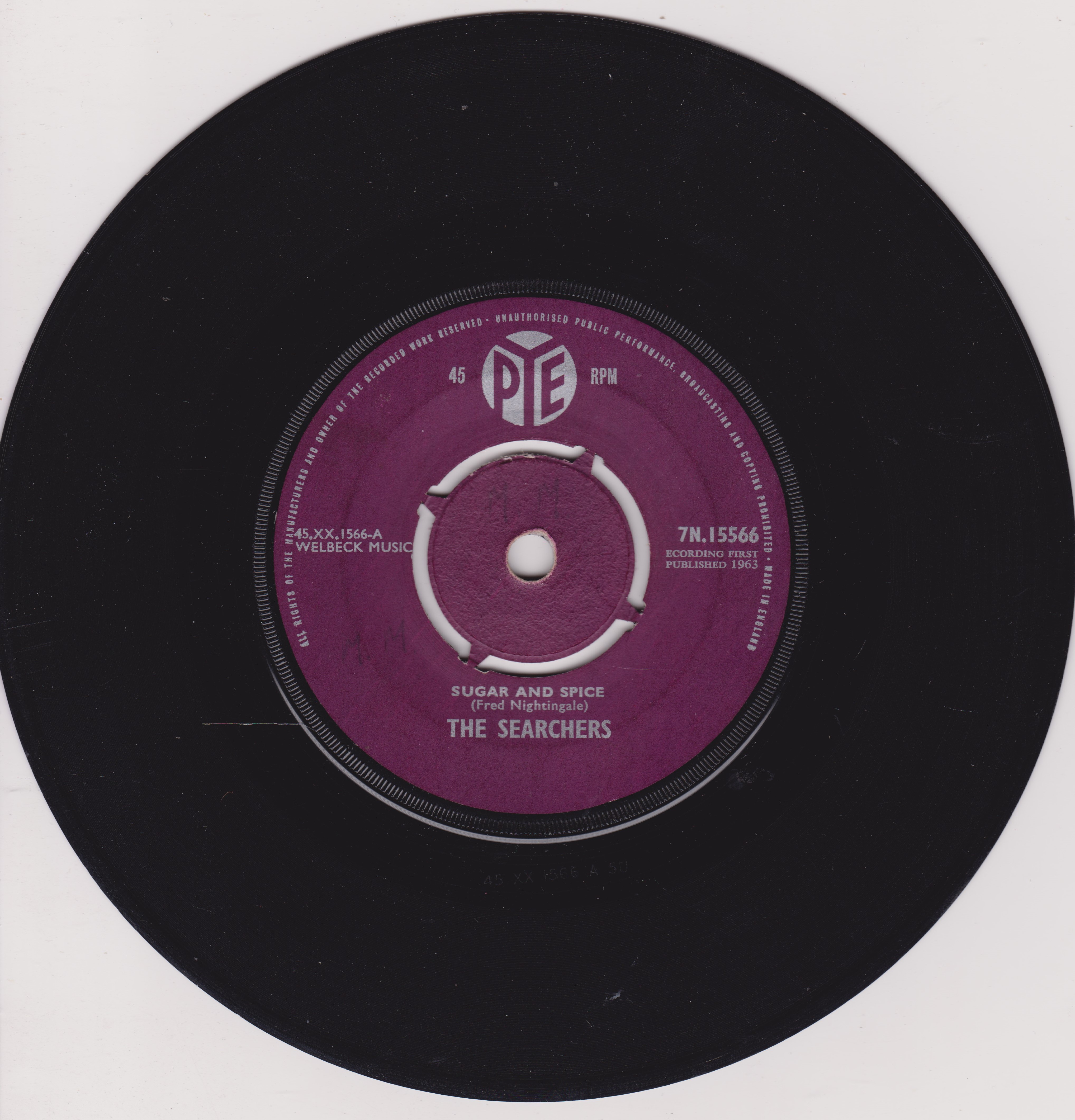 The Searchers ‎– Sugar And Spice (Pye 1963) 7" vinyl single VG/VG