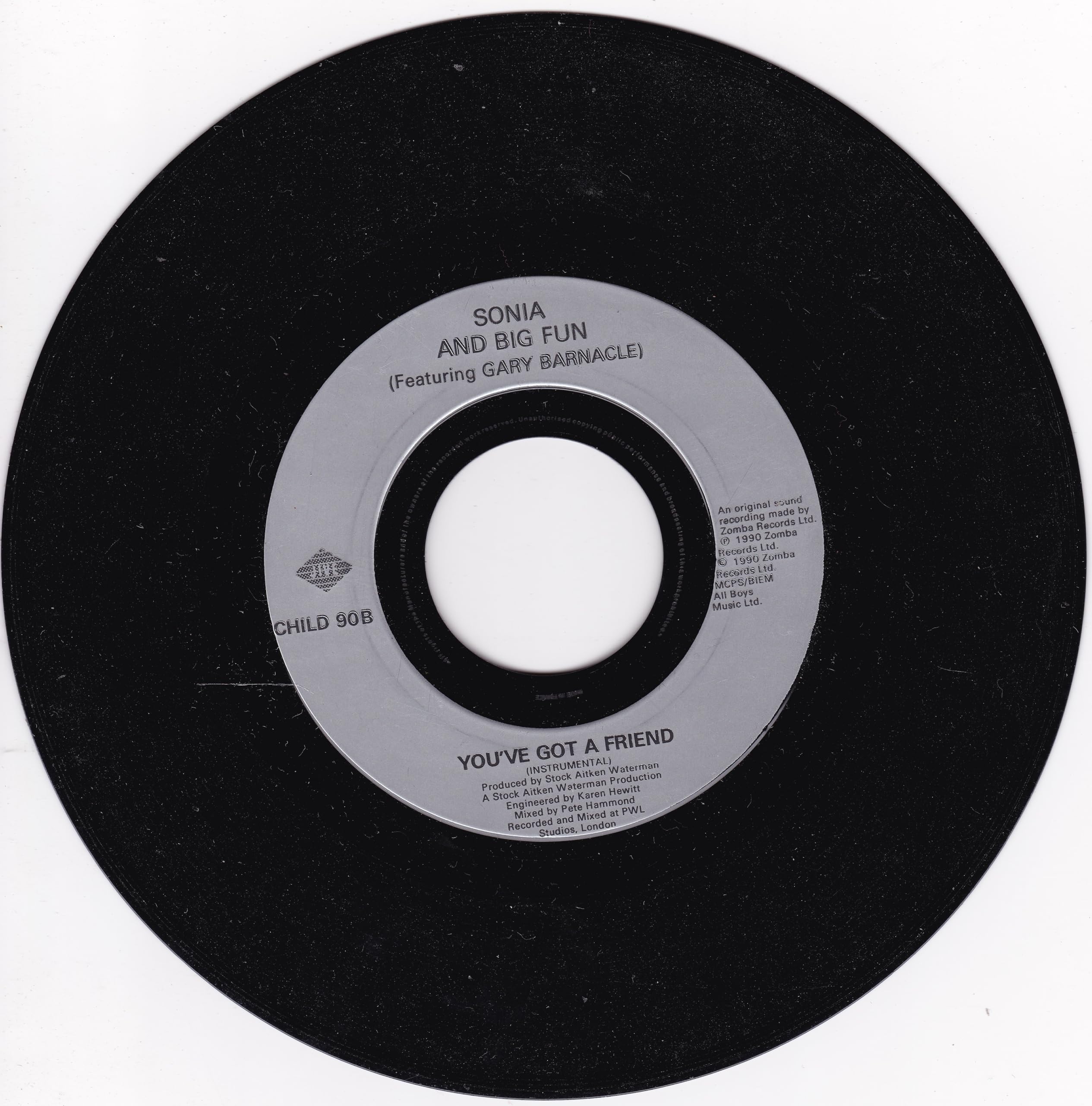 Big Fun and Sonia – You've Got a Friend (Jive 1990) 7" vinyl single VG/- jukebox centre
